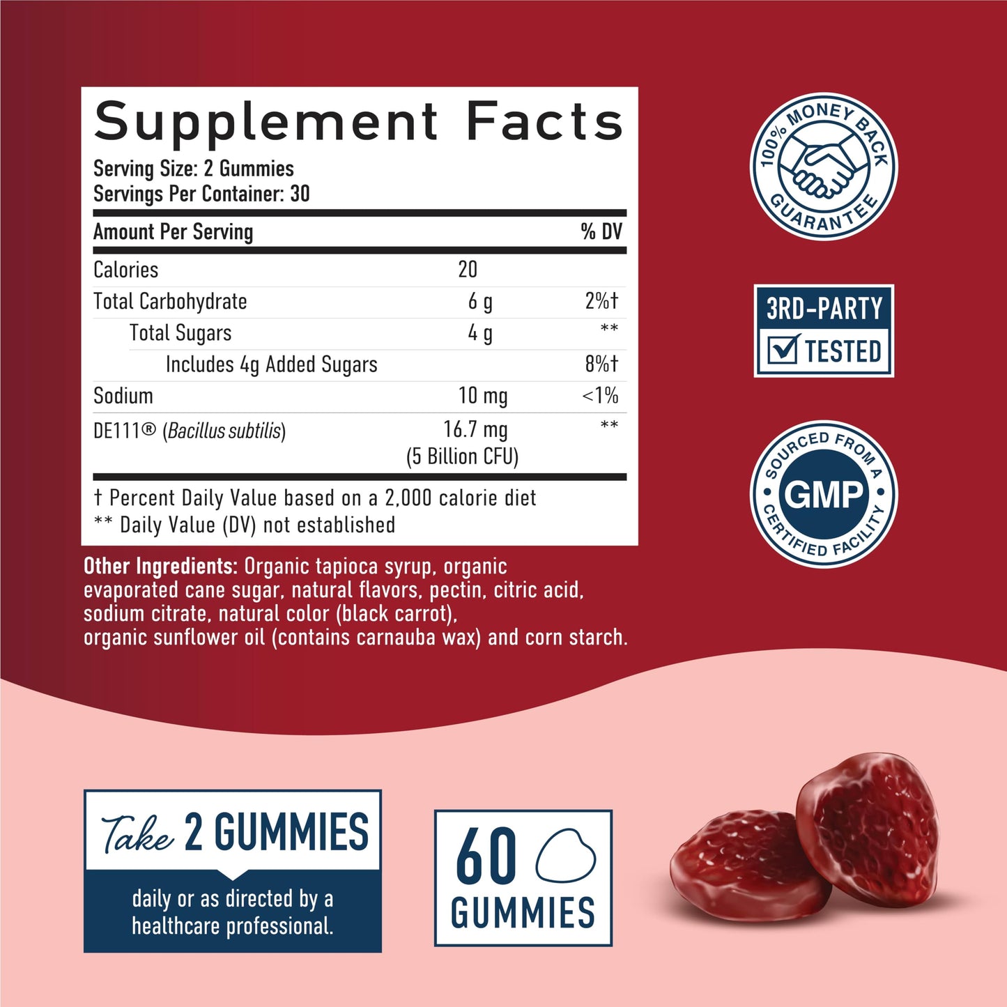 SMNutrition Organic Probiotics Gummies 60 Count