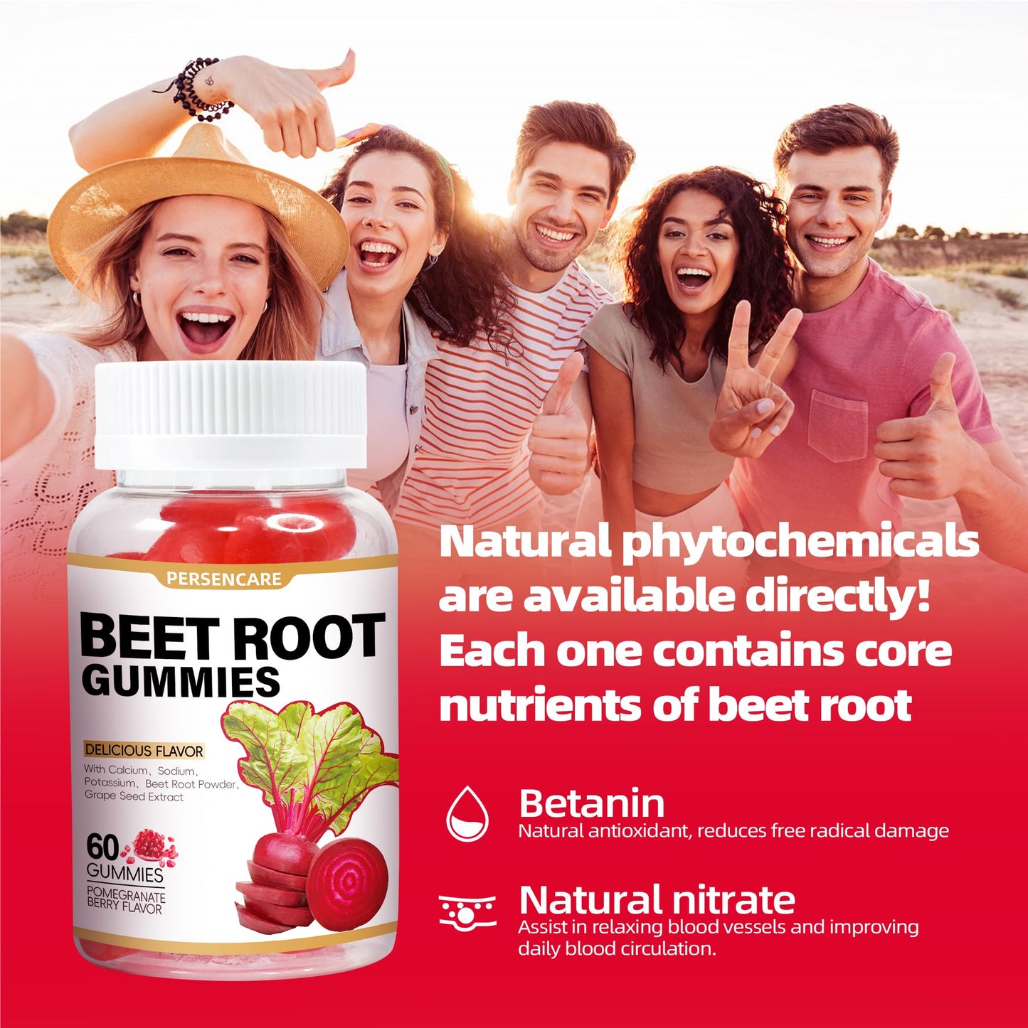 VAEYAE Beet Root Gummies, 60 Count