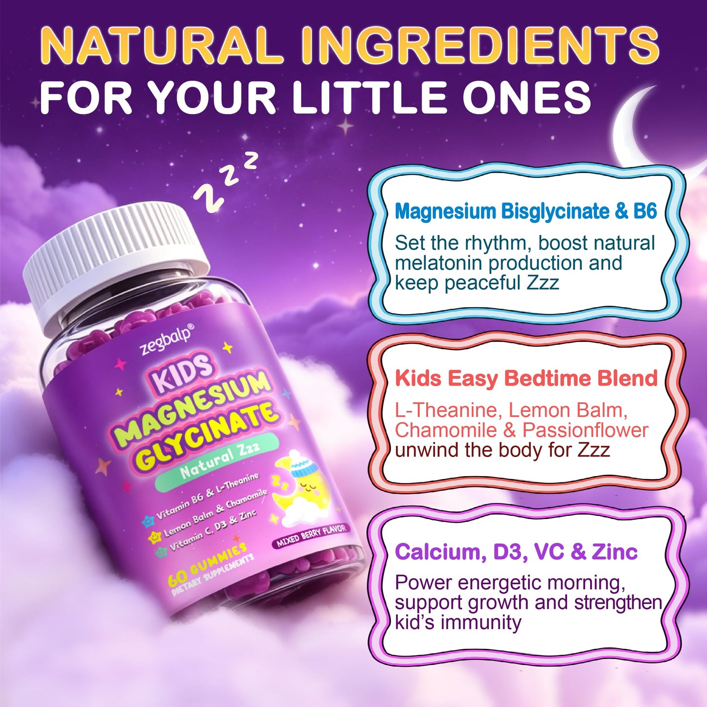 ZEGBALP Magnesium Glycinate Gummies 60 Count