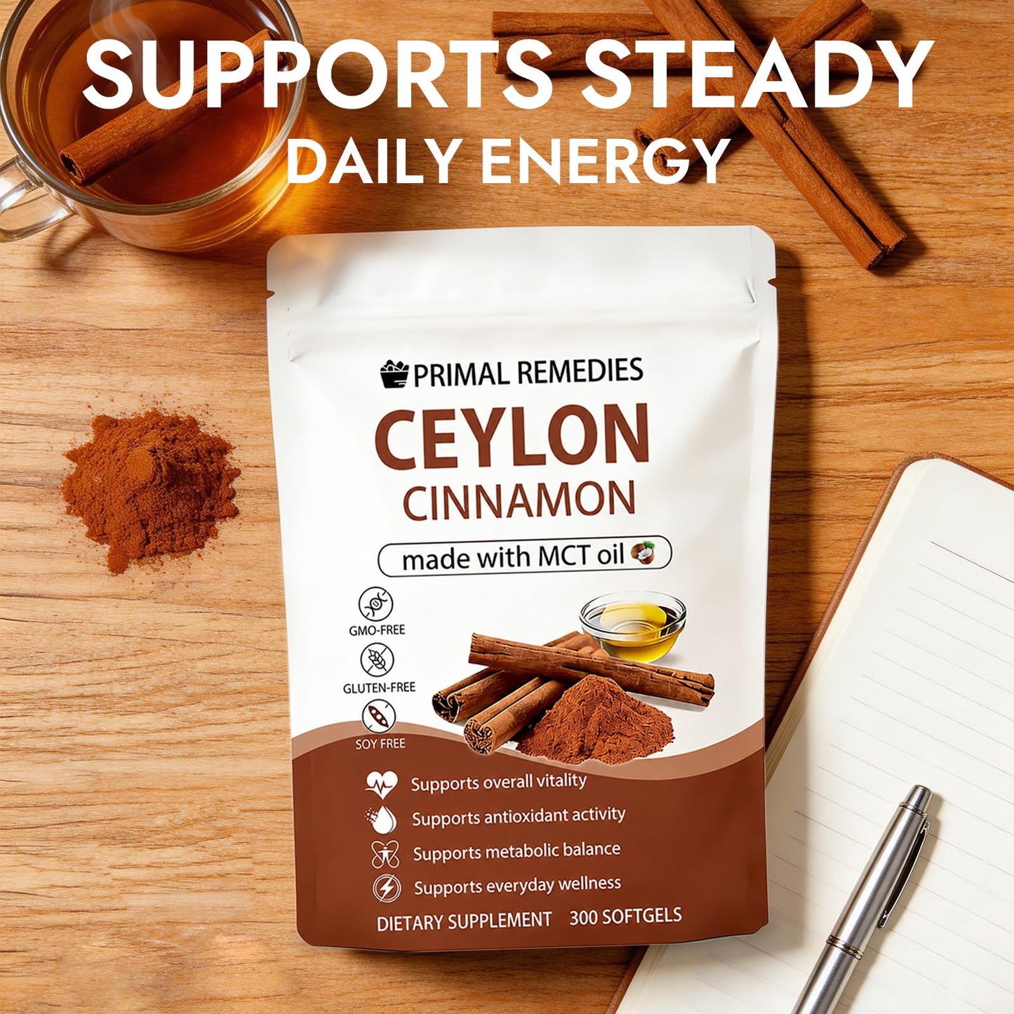 Adjustable Ceylon Cinnamon Made with MCT Oil Softgels, 300 Count