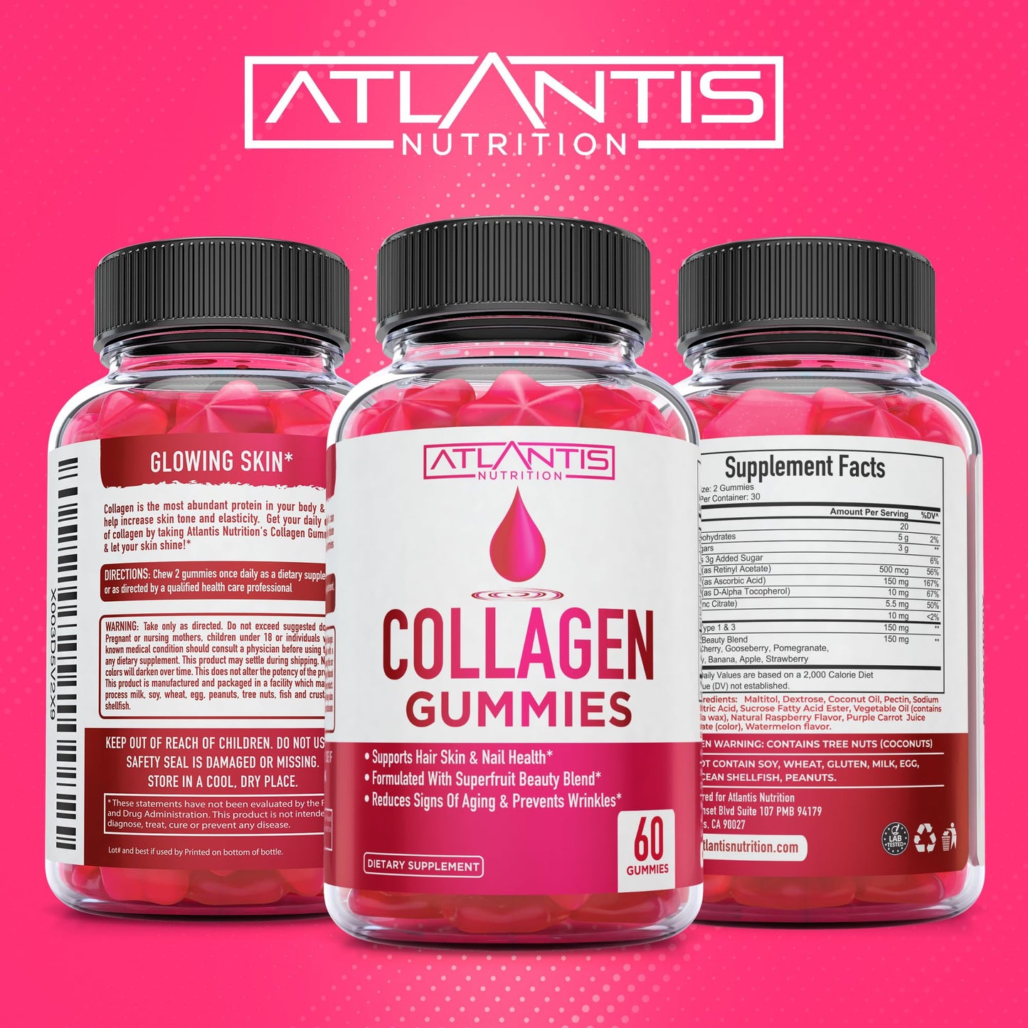 Atlantis Nutrition Collagen Peptides Gummies, 60 Count
