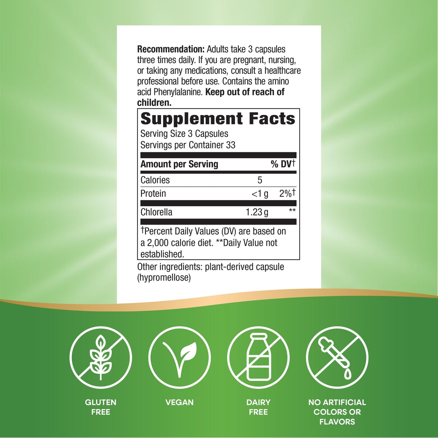 Nature's Way Chlorella Micro-Algae Superfood Capsules, 100 Count