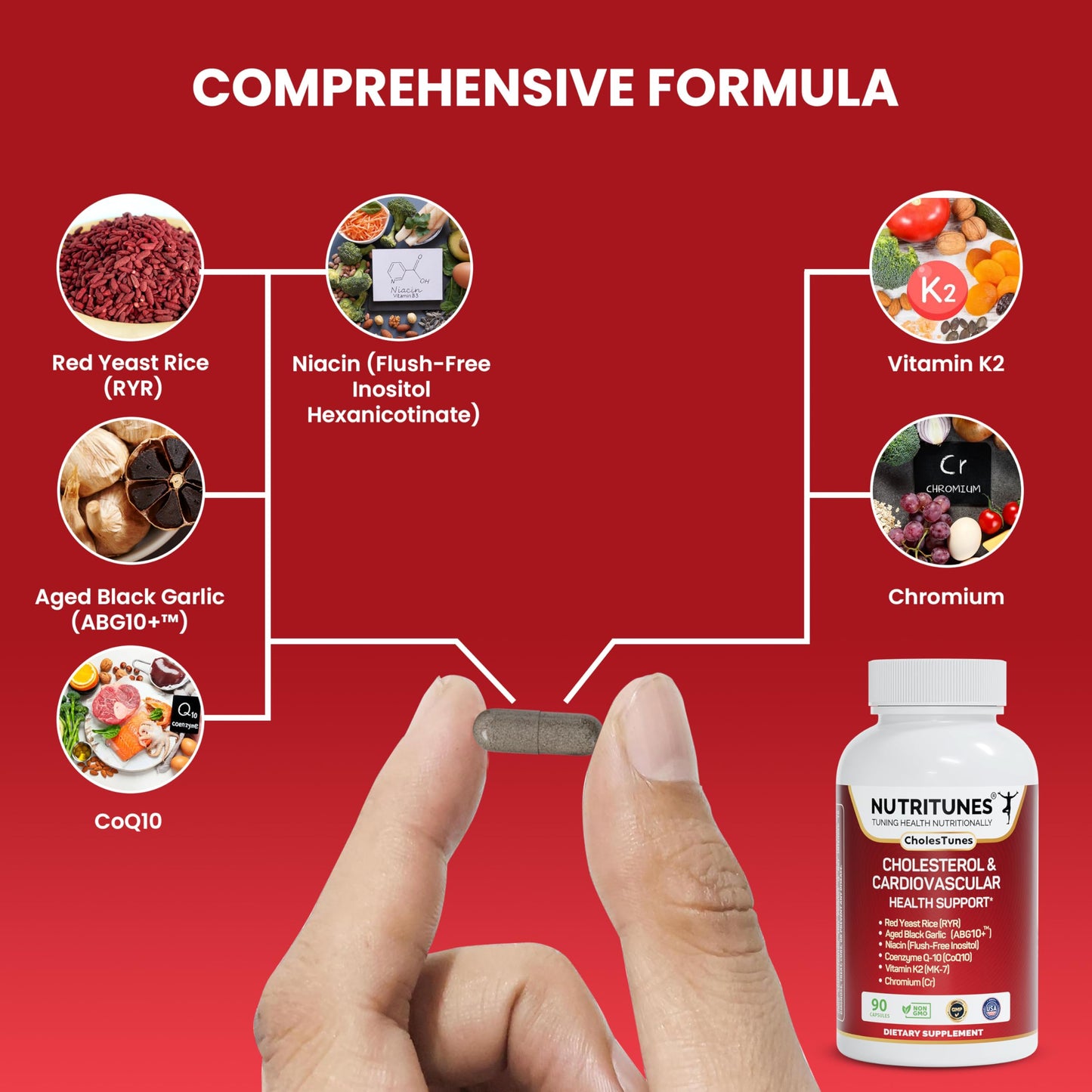 Nutritunes CholesTunes Cholesterol Support Supplement 90 Capsules