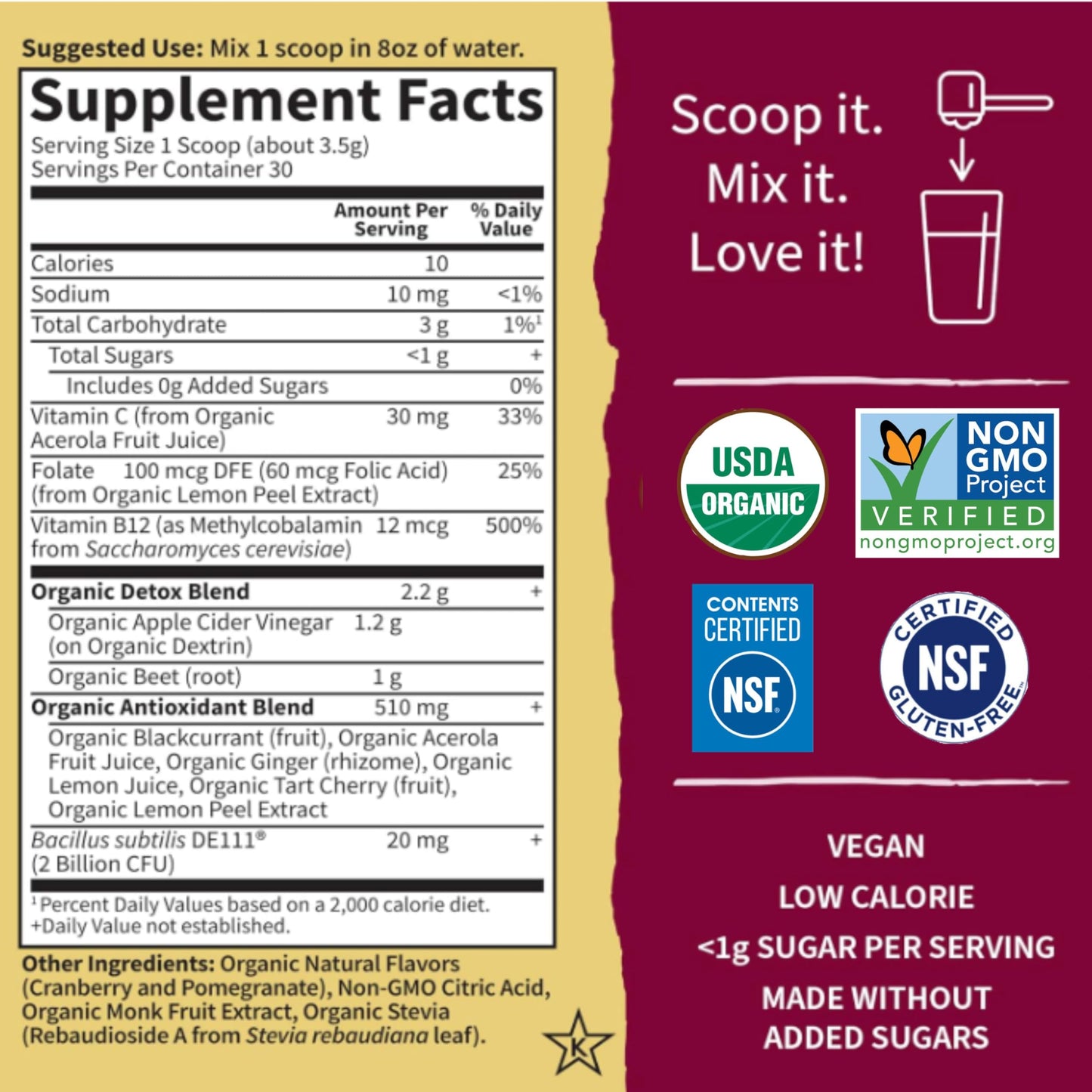 Garden of Life Organic Beet Root Powder with Antioxidants, Vitamin C, Probiotics & Apple Cider Vinegar Detox – 30 Servings