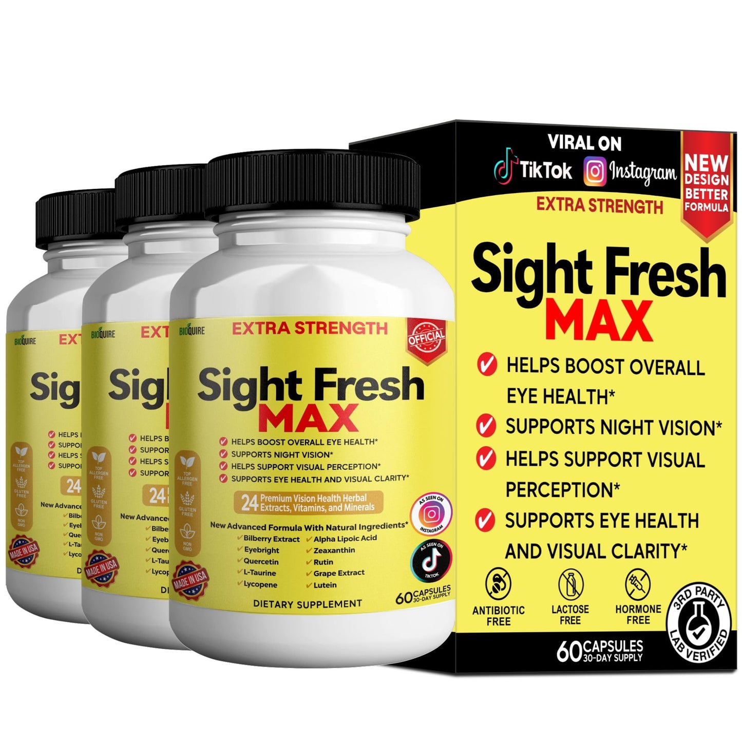 BIOQUIRE Sight Fresh MAX Vision Support Supplement 60 Capsules