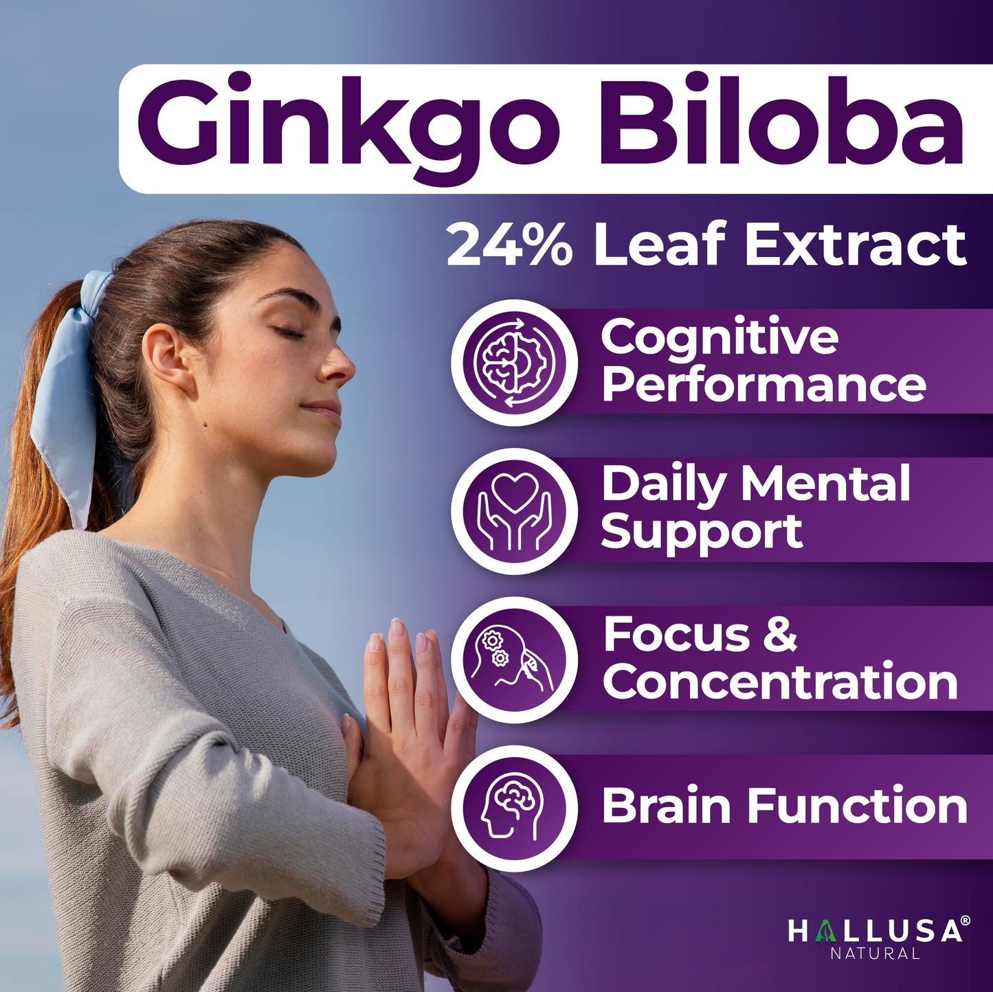 Ginkgo Biloba 24% 120 mg Capsules, 60 Count