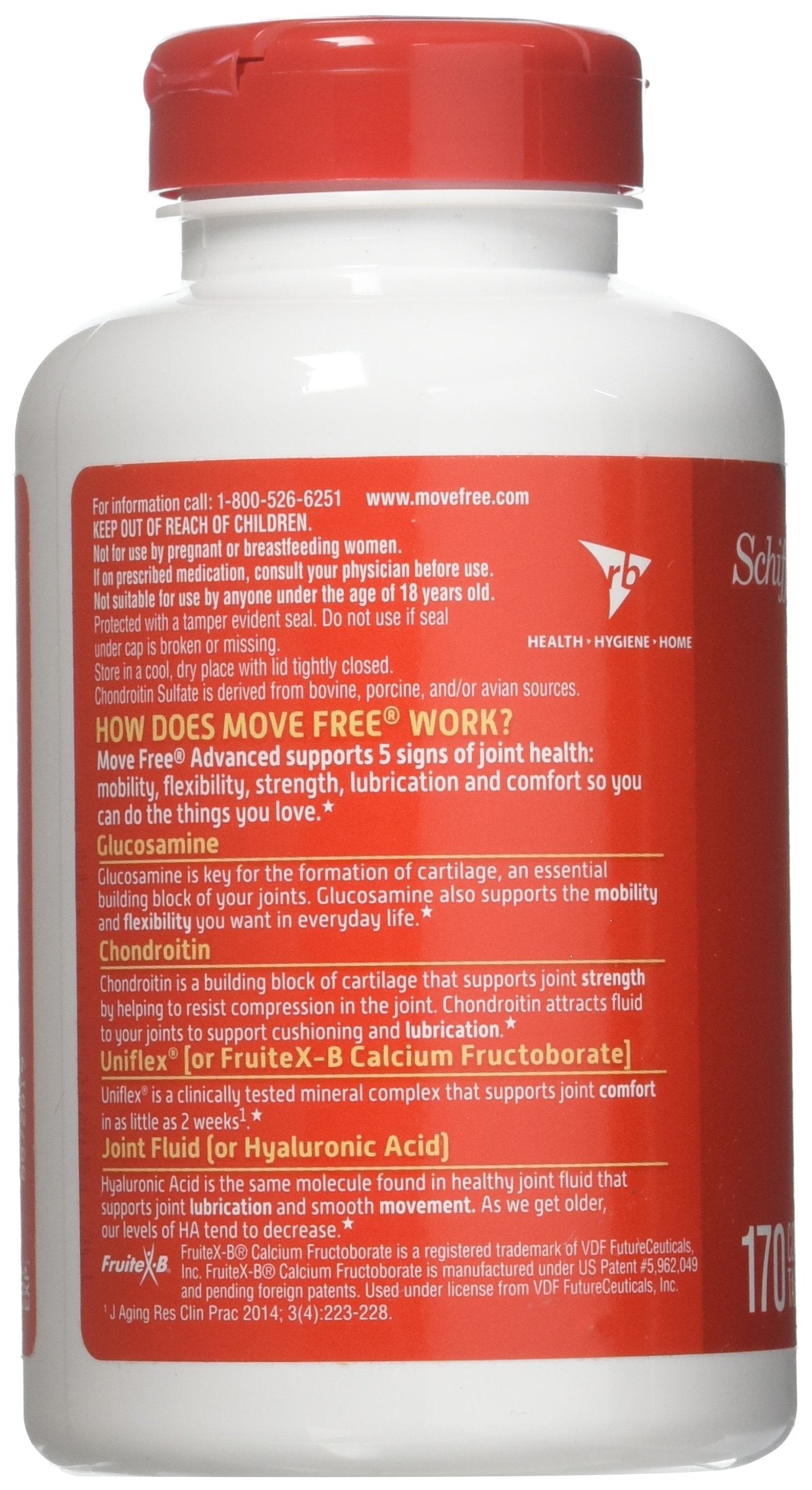SCHIFF Move Free Joint Health Dietary Supplement, Advanced Glucosamine Chondroitin, 170 Tablets
