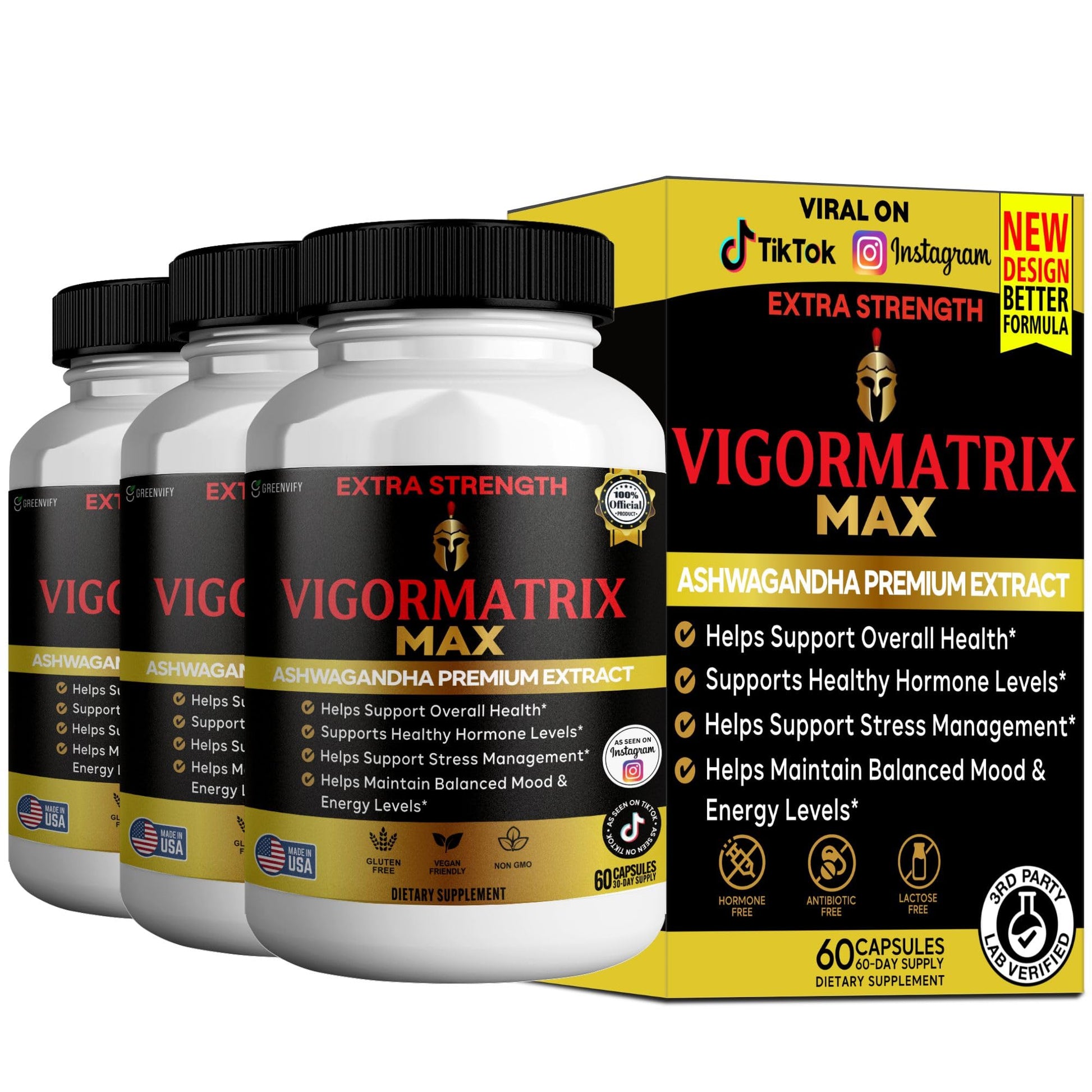 GREENVIFY Vigormatrix Max Ashwagandha Premium Extract 60 Capsules