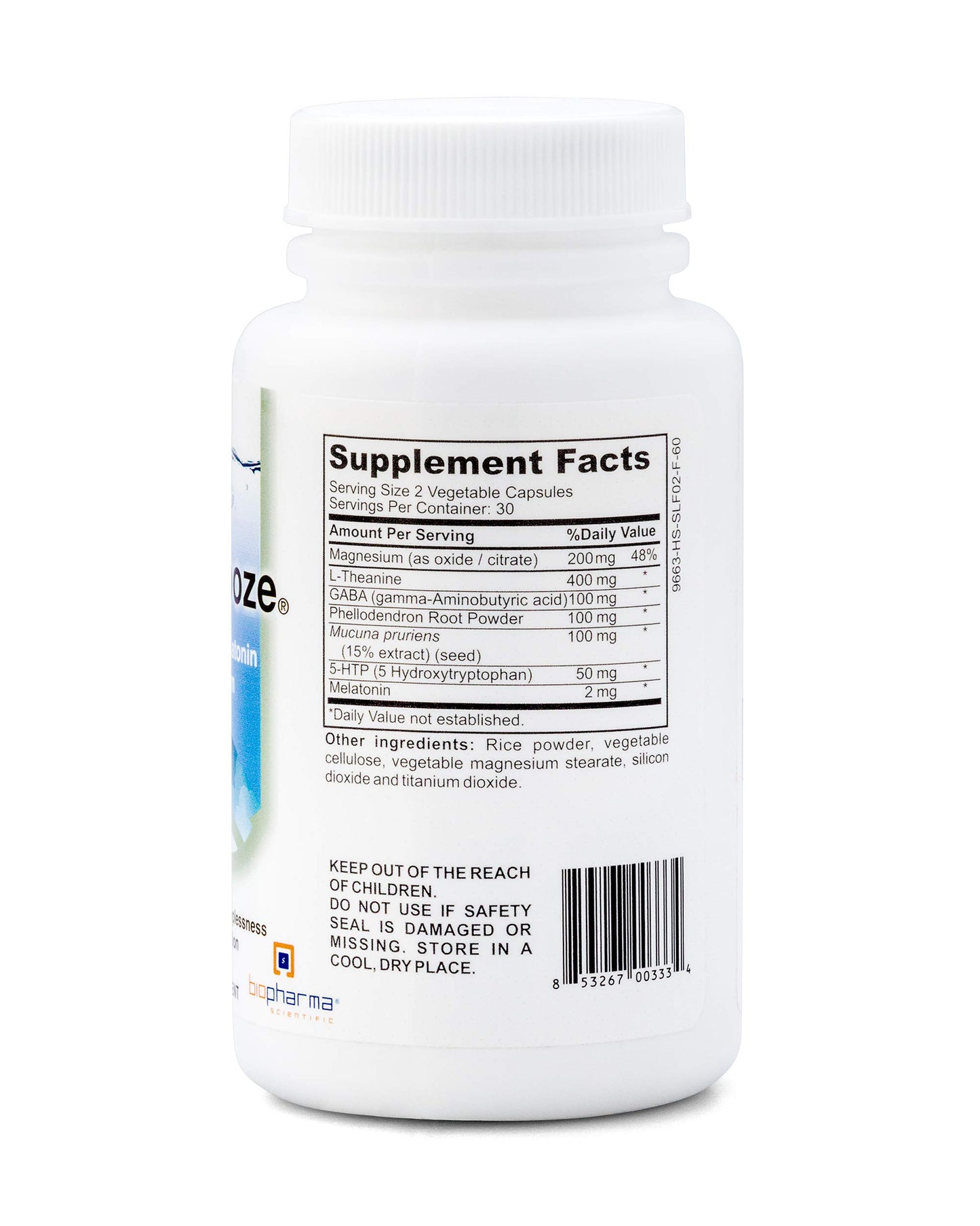 Biopharma Scientific NanoSnooze Sleep Aid, Melatonin L-Theanine Magnesium Capsule 60 Count