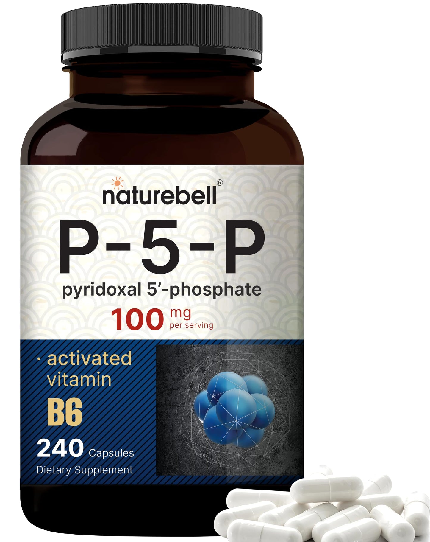 NatureBell P5P Vitamin B6 100mg Capsules, 240 Count