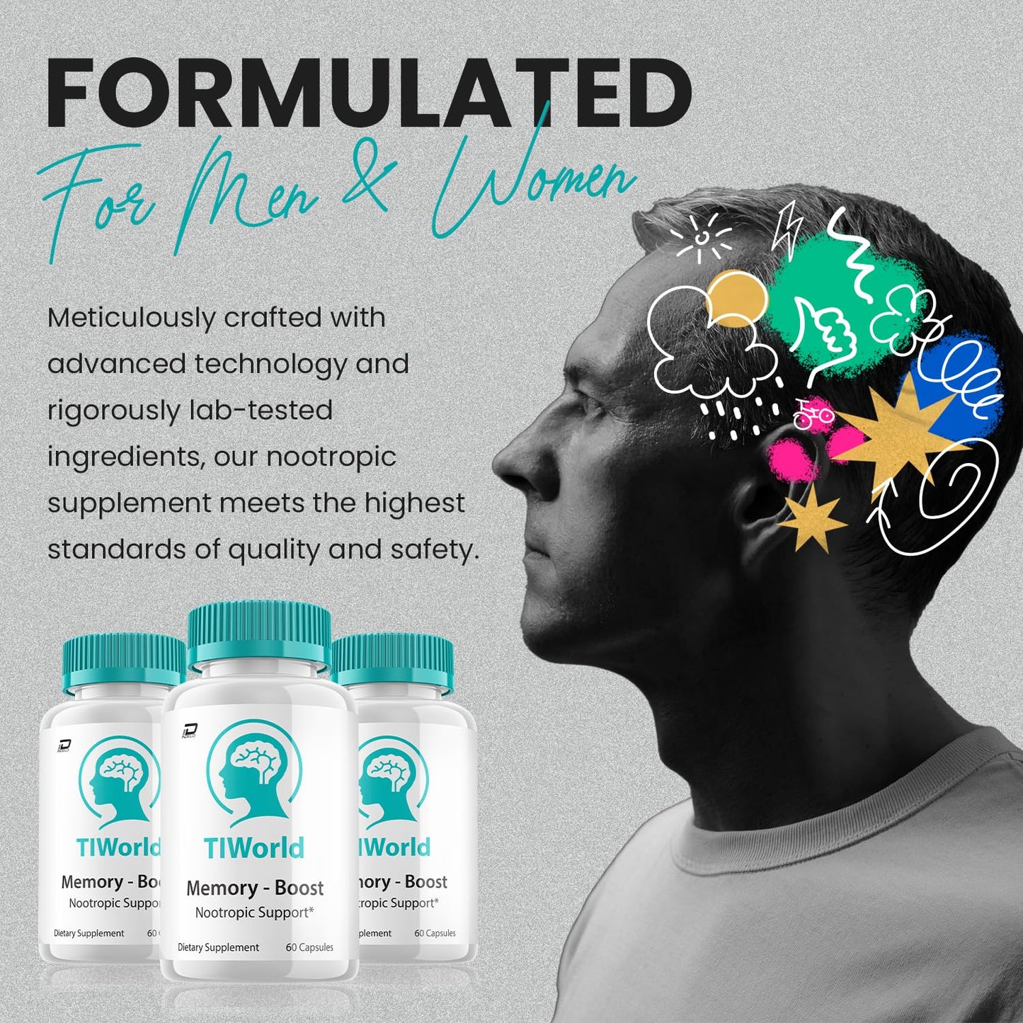 Indelo Tiworld Brain Supplement Capsules, 120 Capsules