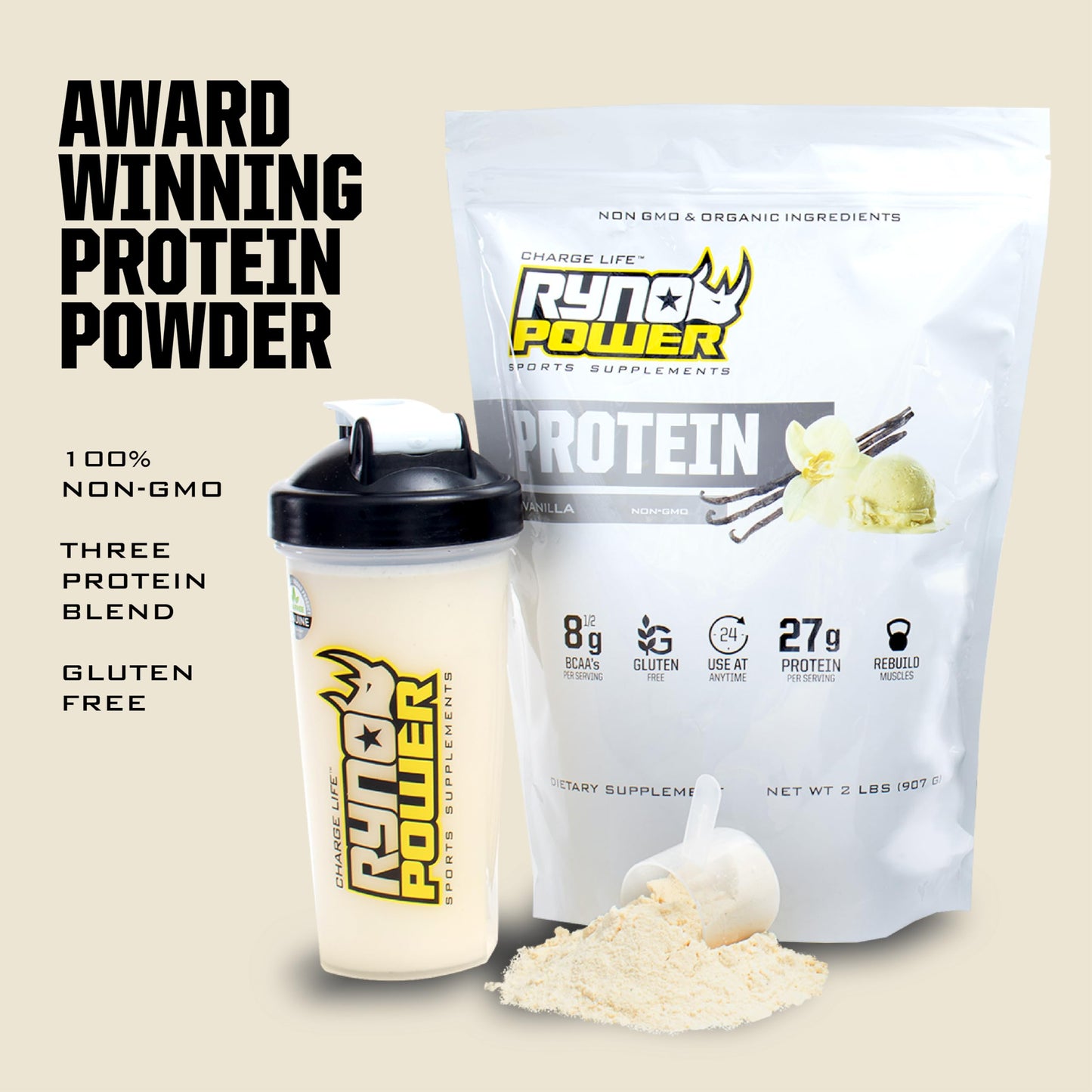 Ryno Power All Natural Whey Protein Powder 32