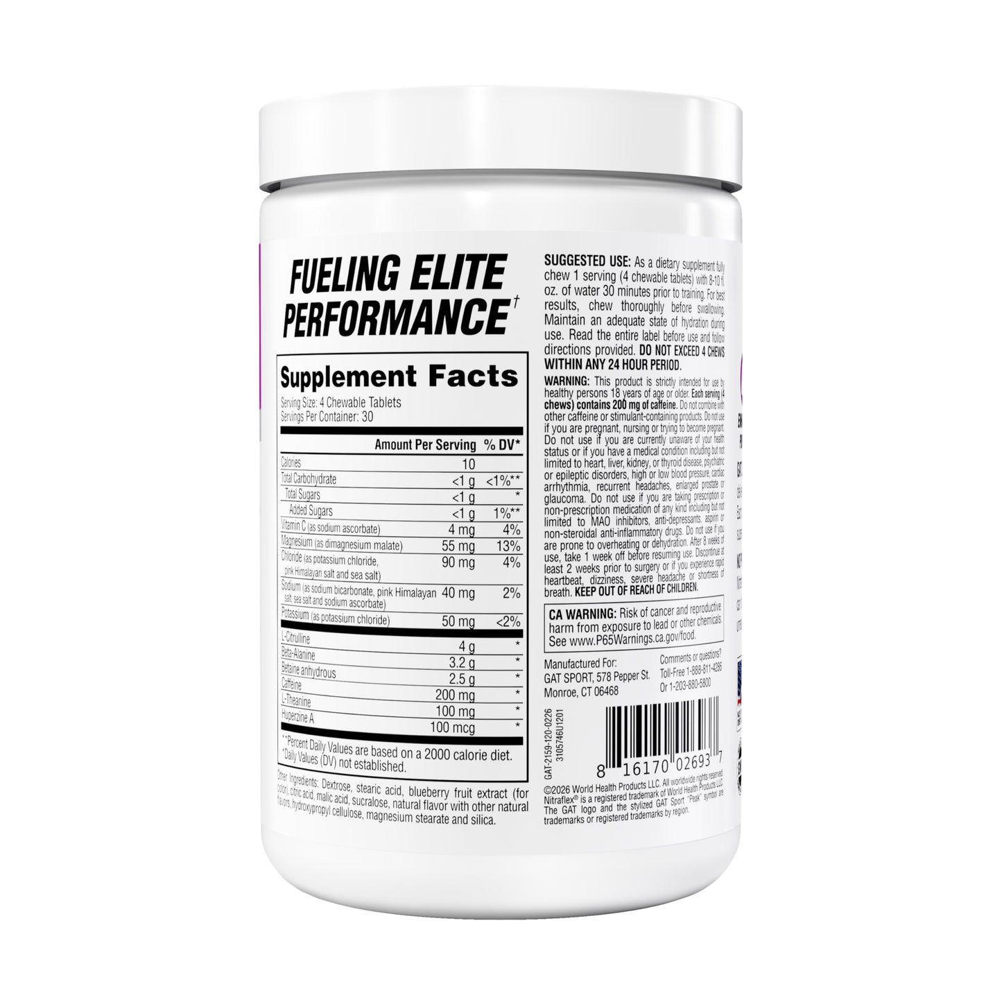 GAT SPORT Nitraflex Performance Pre-Workout Chews Chewable 120 Count