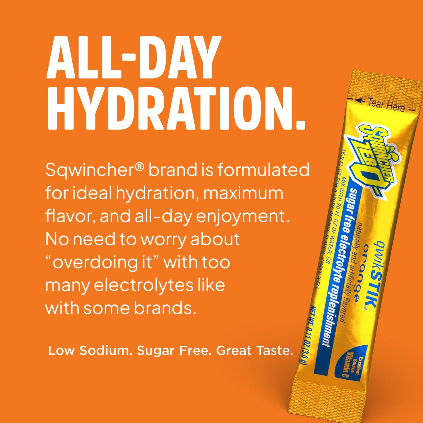 Sqwincher Qwik Stik Sugar Free Orange Flavor Stick 50 Sticks