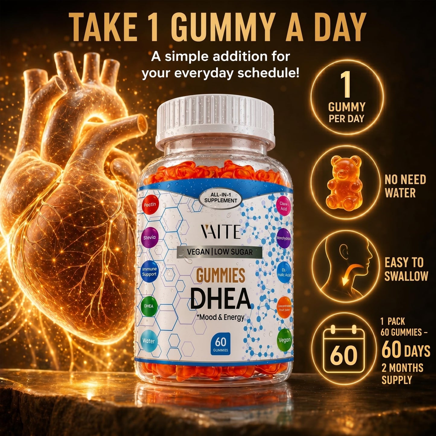 VAITE DHEA 50mg Gummies – 60 Chews