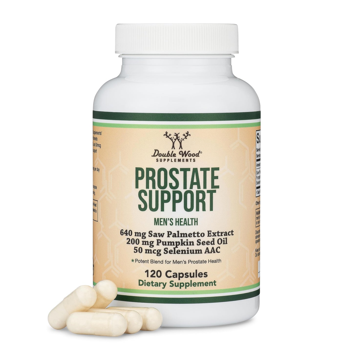 Double Wood Supplements Prostate Support Supplement for Men's Health Capsule 120 Count