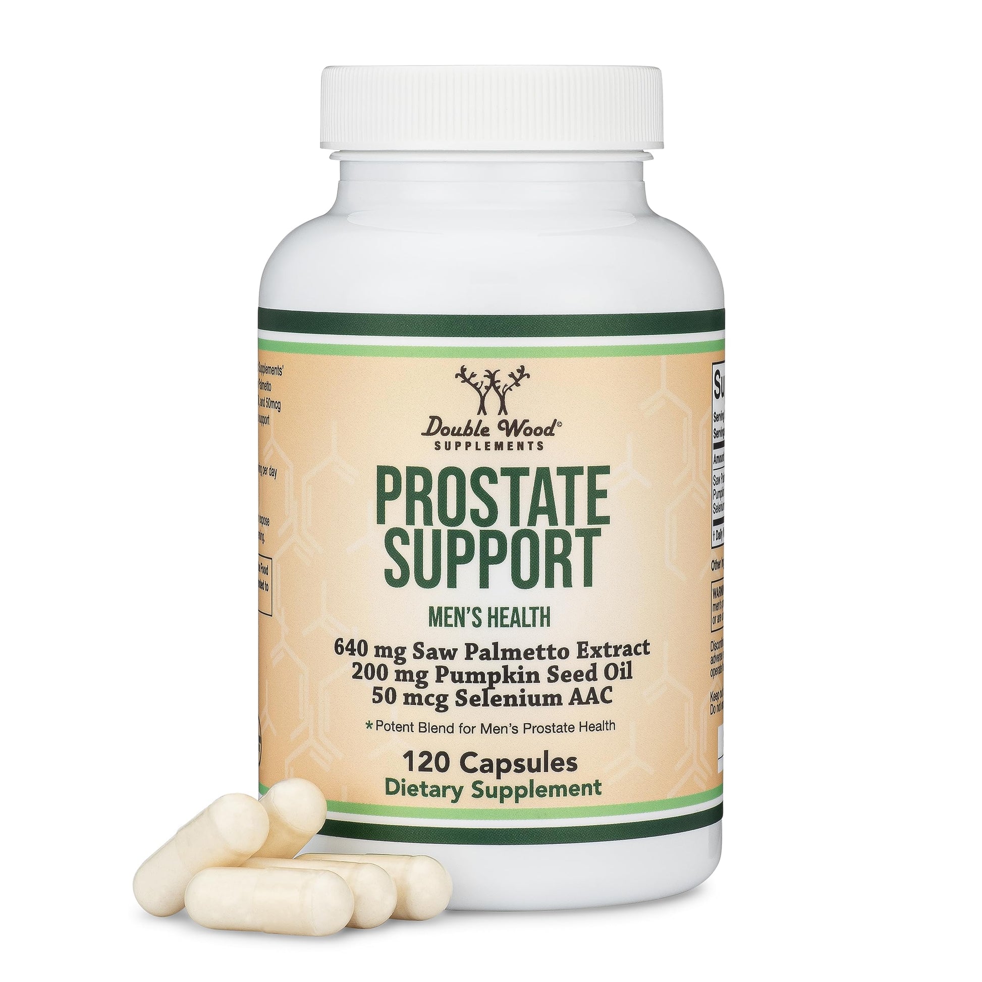 Double Wood Supplements Prostate Support Supplement for Men's Health Capsule 120 Count