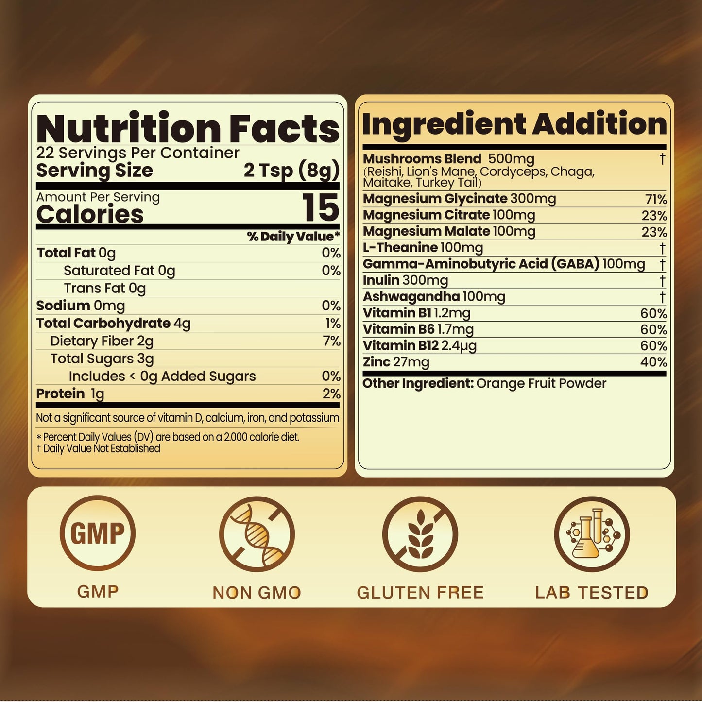 NUTRATASTE HEALTHIER CHOICE RICHER TASTE Calm Magnesium Powder with Ashwagandha, L-Theanine, GABA & 6 Mushrooms Magnesium Glycinate Supplement, 6.35 oz