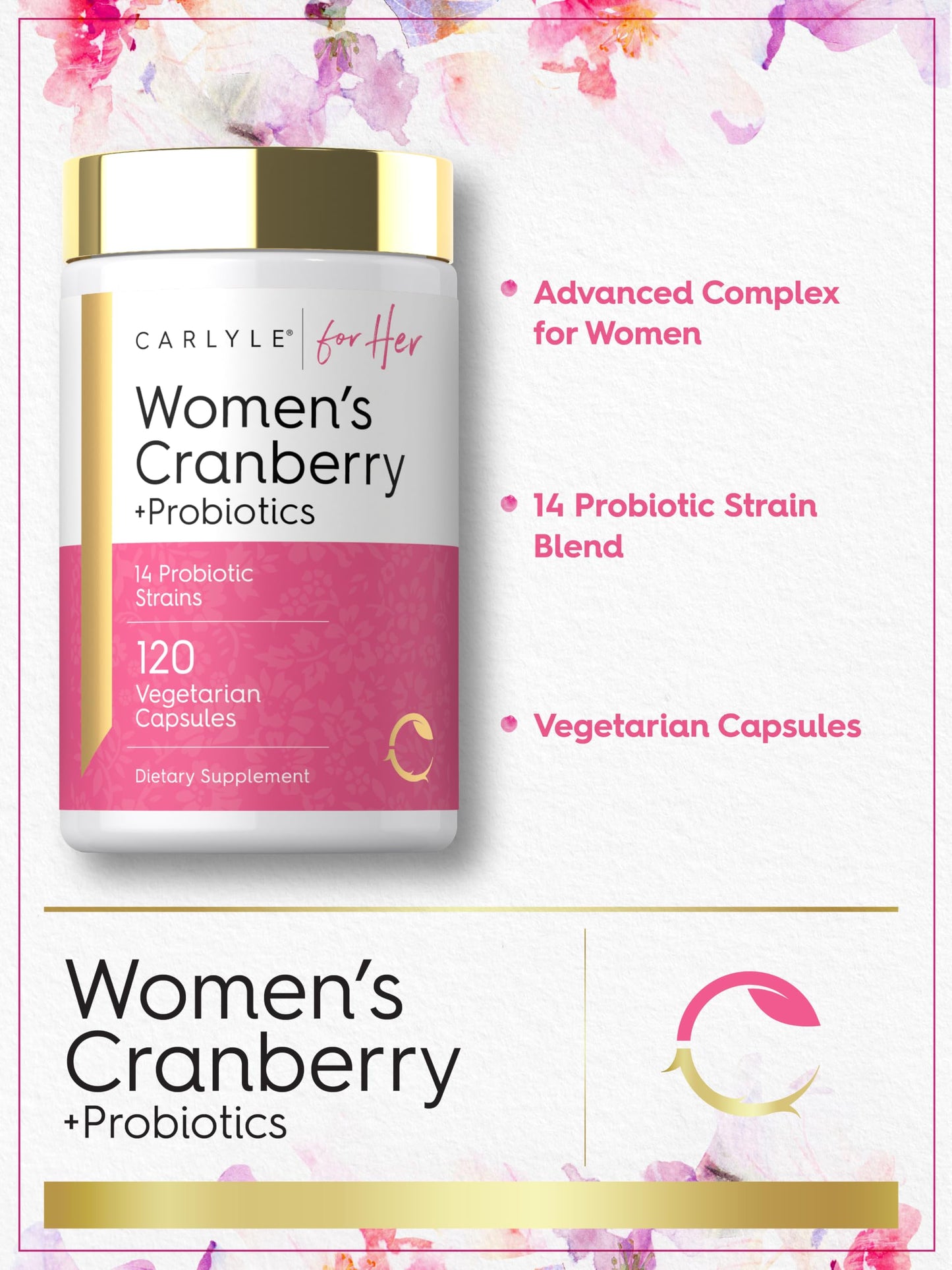 Carlyle Women's Cranberry Plus Probiotics, 120 Capsules
