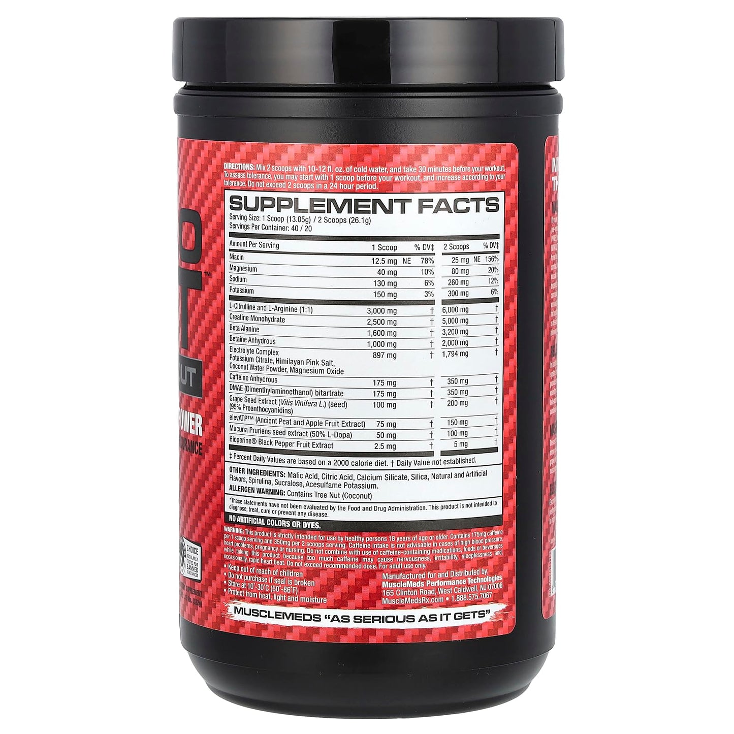 MuscleMeds Nitro Lift Pre Workout Enhance Endurance and Muscle Performance Powder 16.6