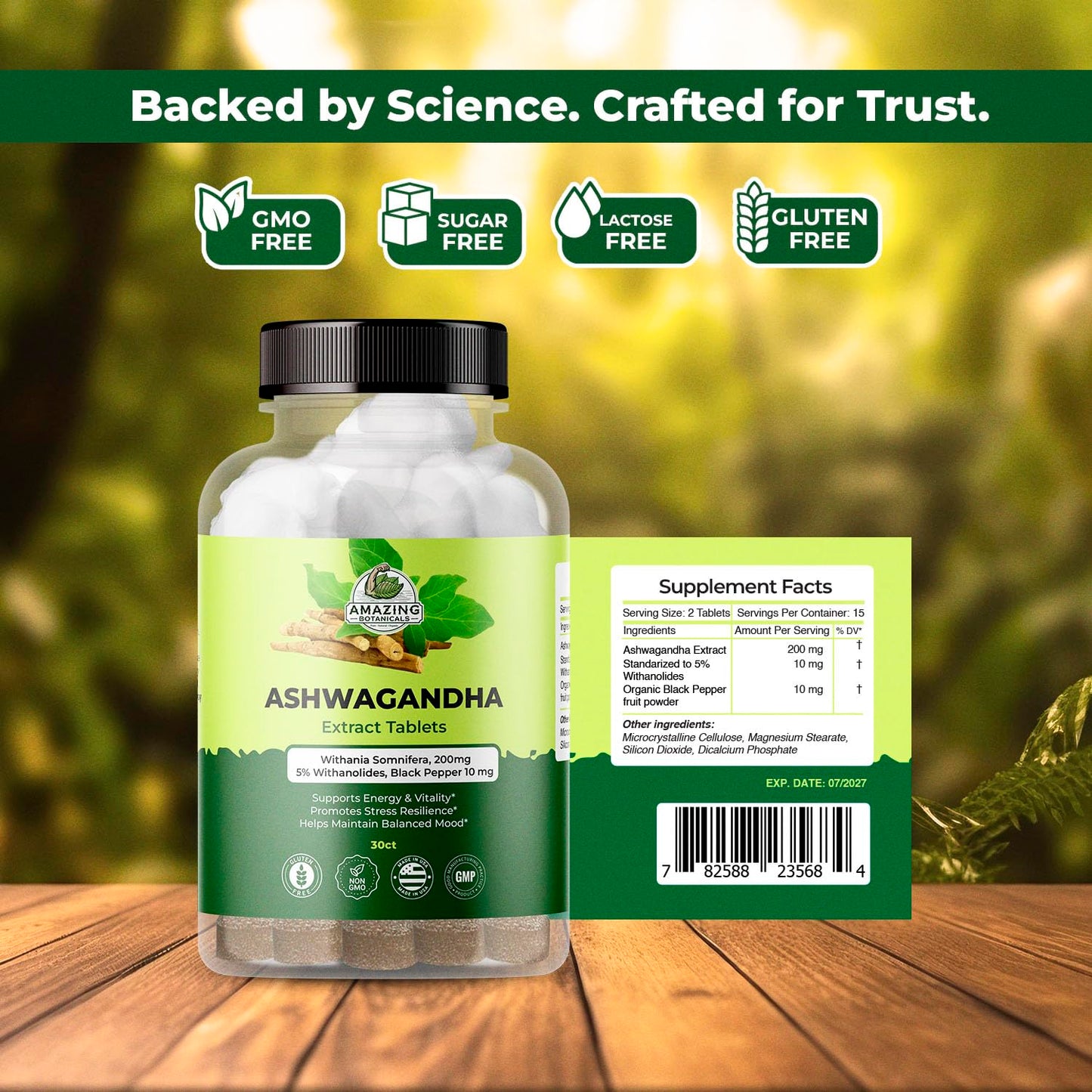 Amazing Botanicals Organic Ashwagandha Root Extract Tablets 30 Count