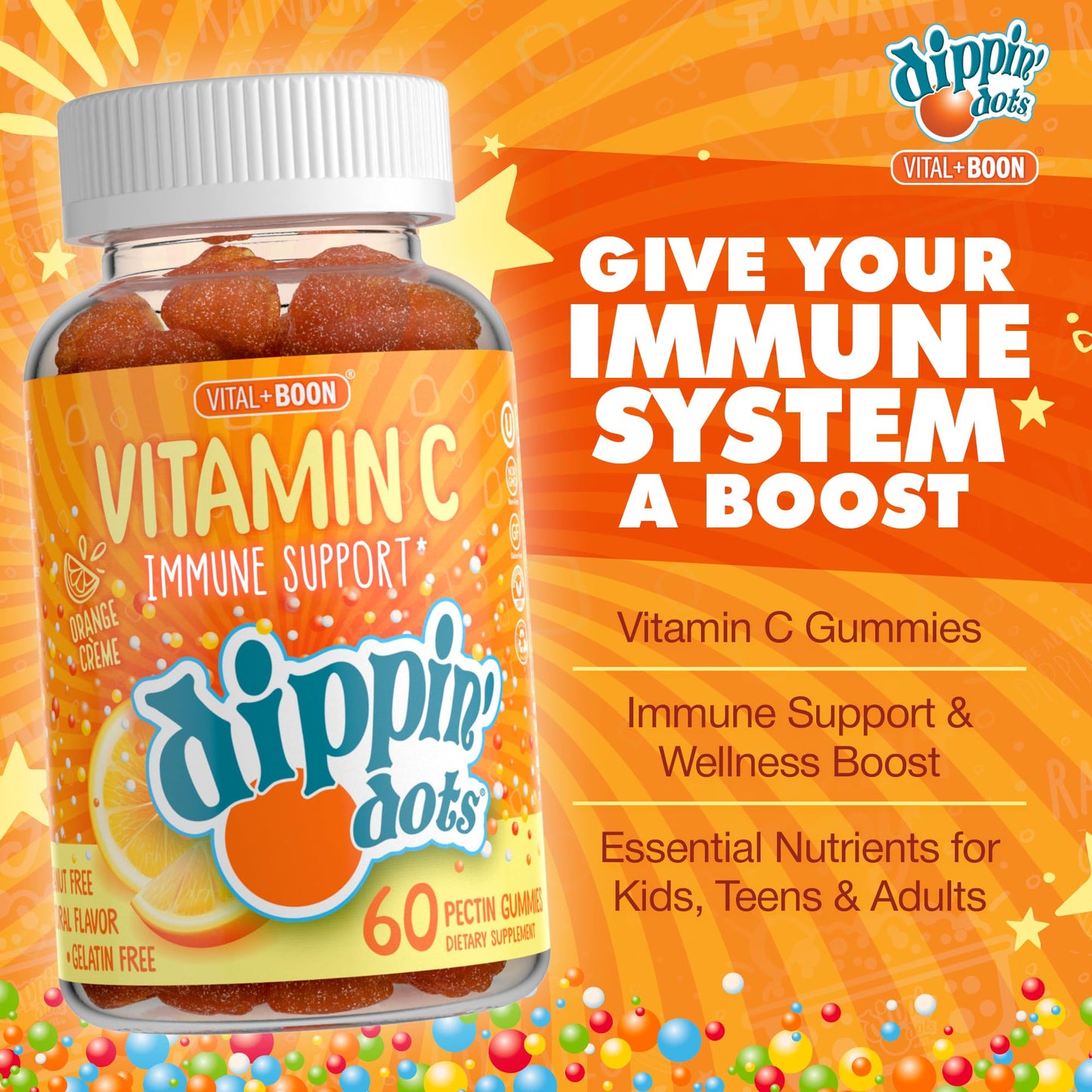 Vital+Boon Vitamin C Gummies 250mg Maximum Strength, 120 Count