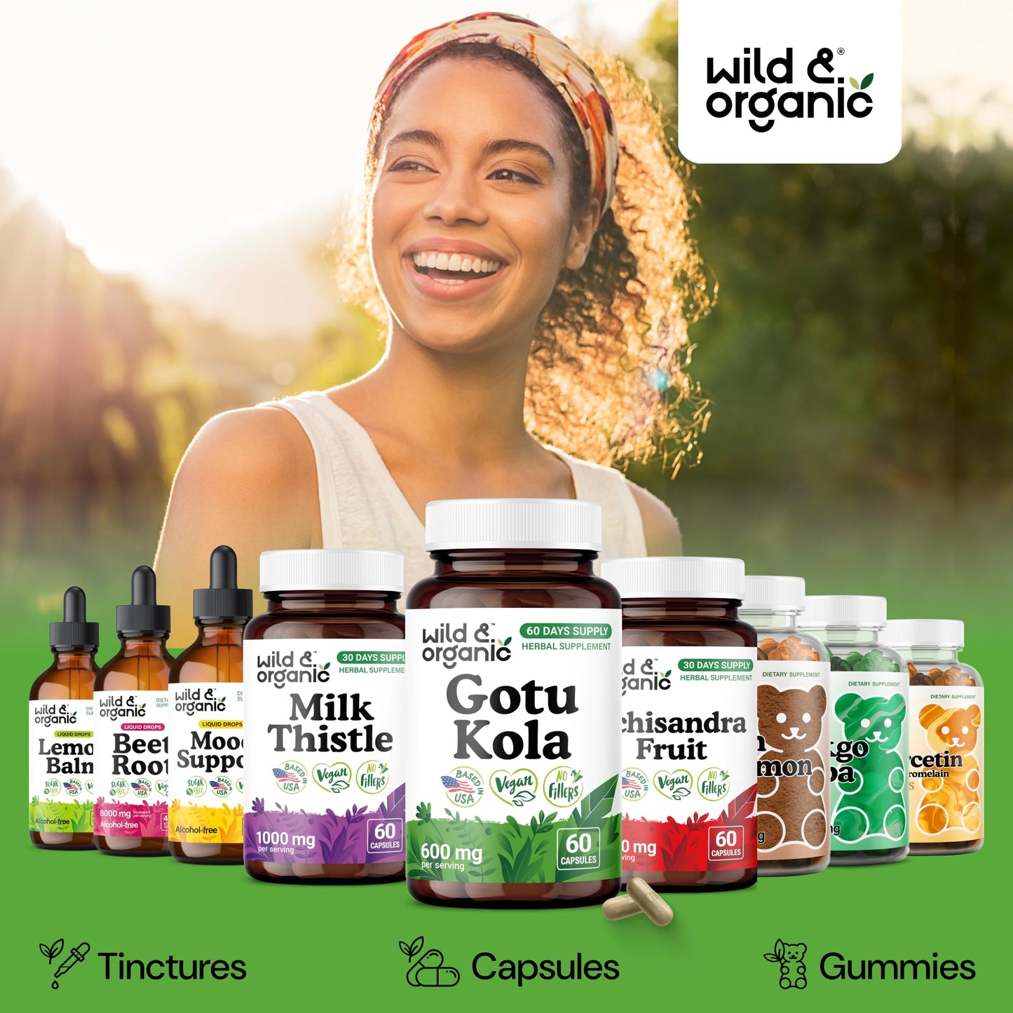 Wild & Organic Gotu Kola Capsules 600 mg 60 Count