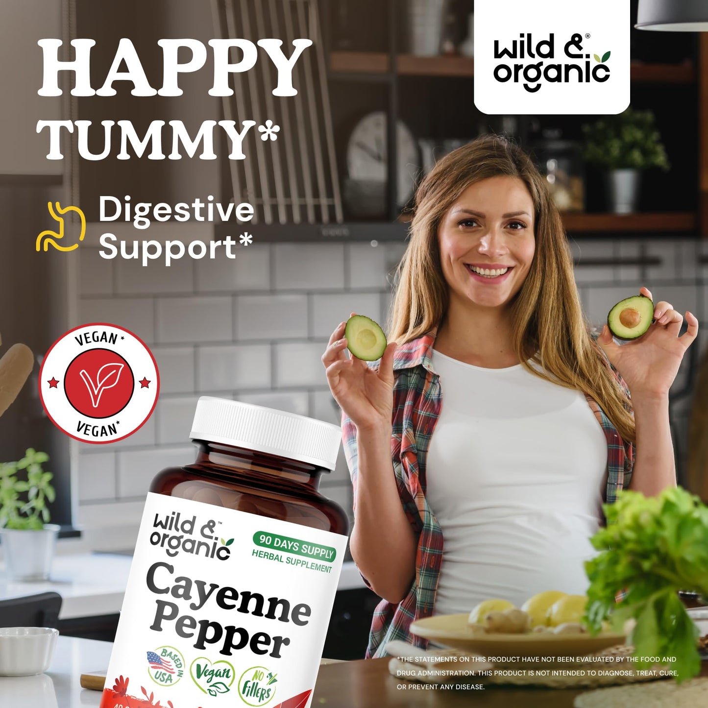 Wild & Organic Cayenne Pepper Capsules 500 mg 90 Count