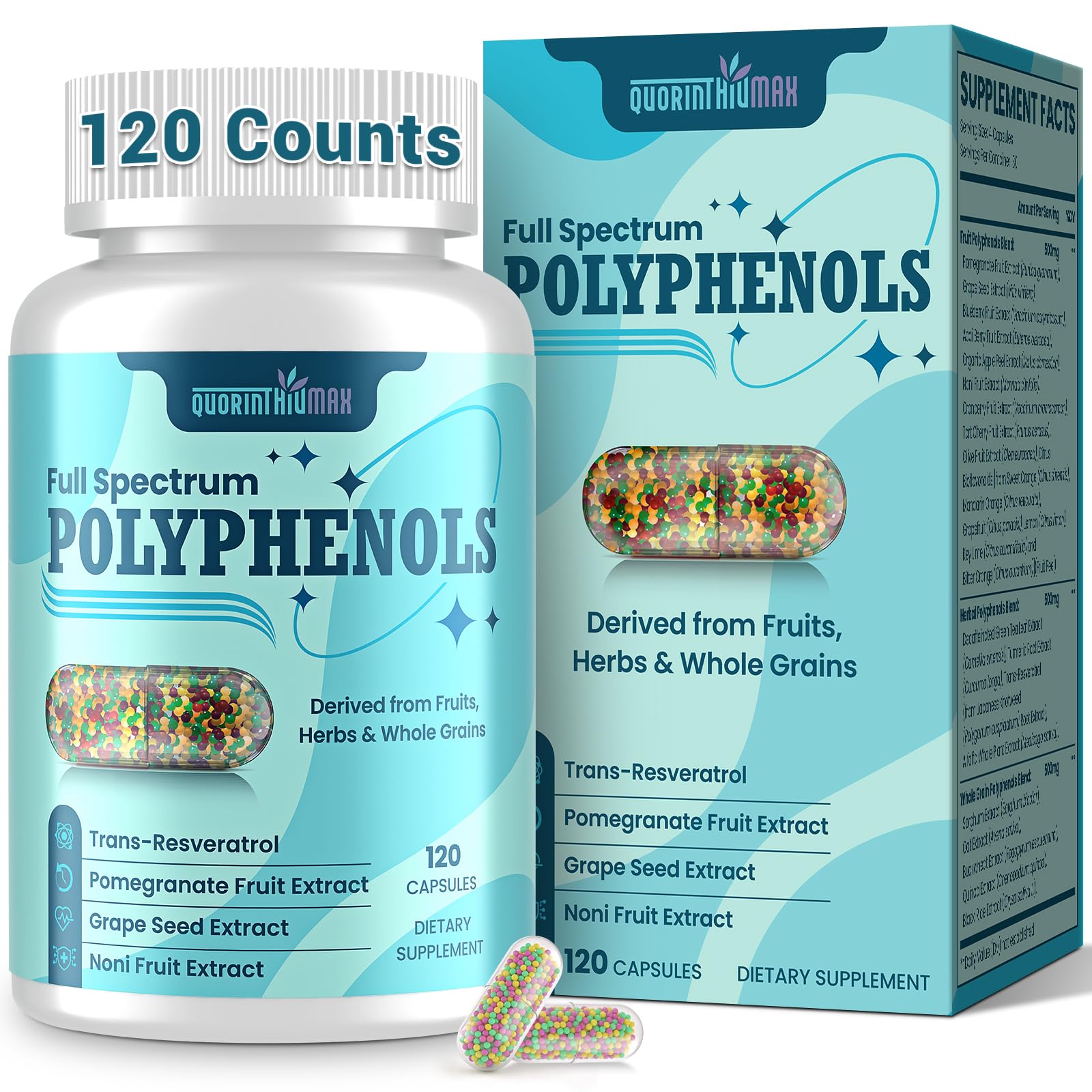 Quorinthiumax Polyphenols Supplement 1500mg Capsule, 120 Count