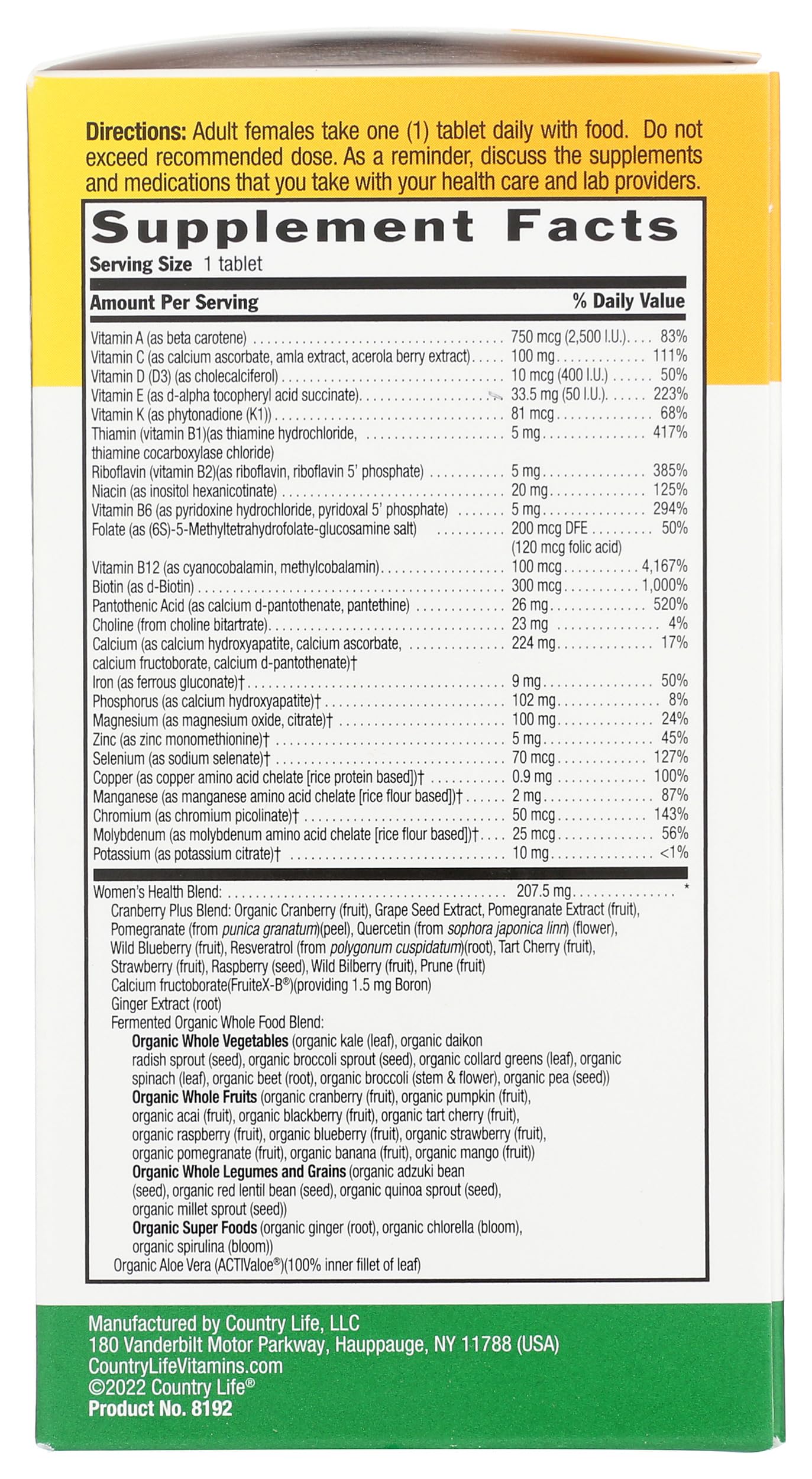 Country Life Multivitamin Women Core Daily 1 60 Tablets