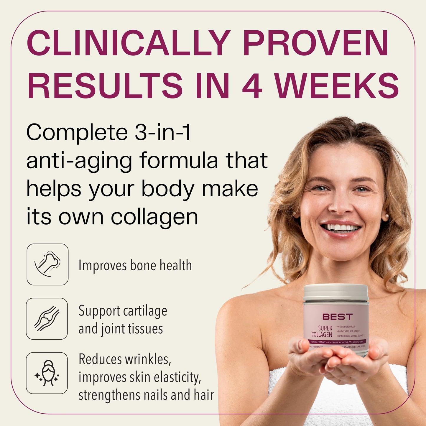 BEST Supplements FORTIBONE Collagen Powder 13.8 oz