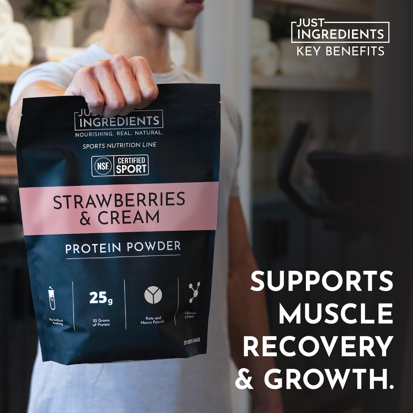 JUST INGREDIENTS Strawberries and Cream Protein Powder 39.7