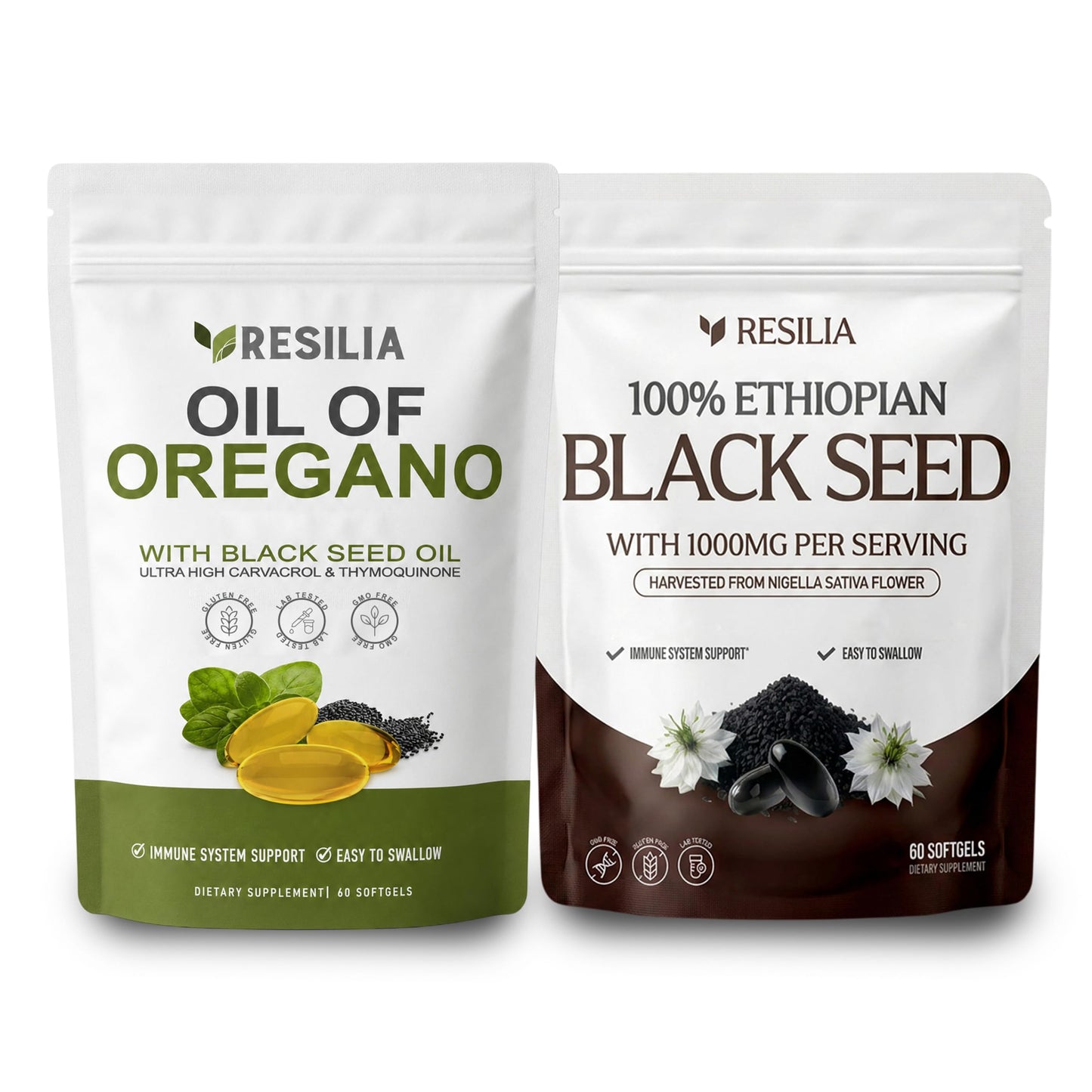 Resilia Oil Of Oregano Oregano Oil and Ethiopian Black Seed Oil Capsules – 60 Count