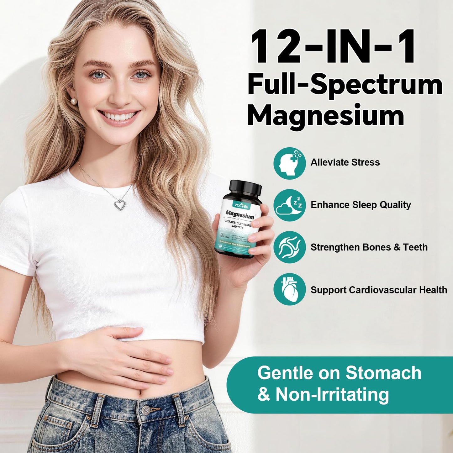VCCVBB Magnesium Complex with Glycinate Elemental Magnesium 90 Capsules