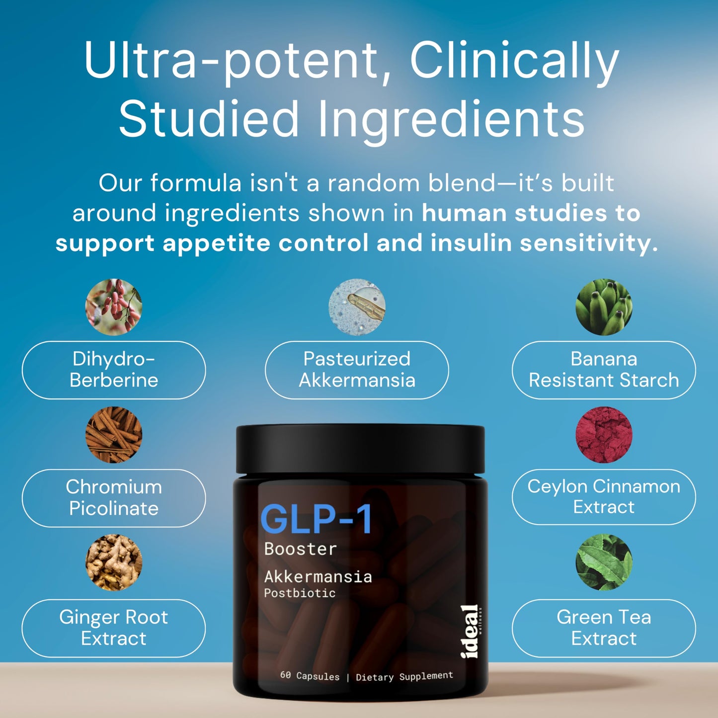 Ideal Wellness GLP-1 Booster with Akkermansia Muciniphila, 60 Capsules