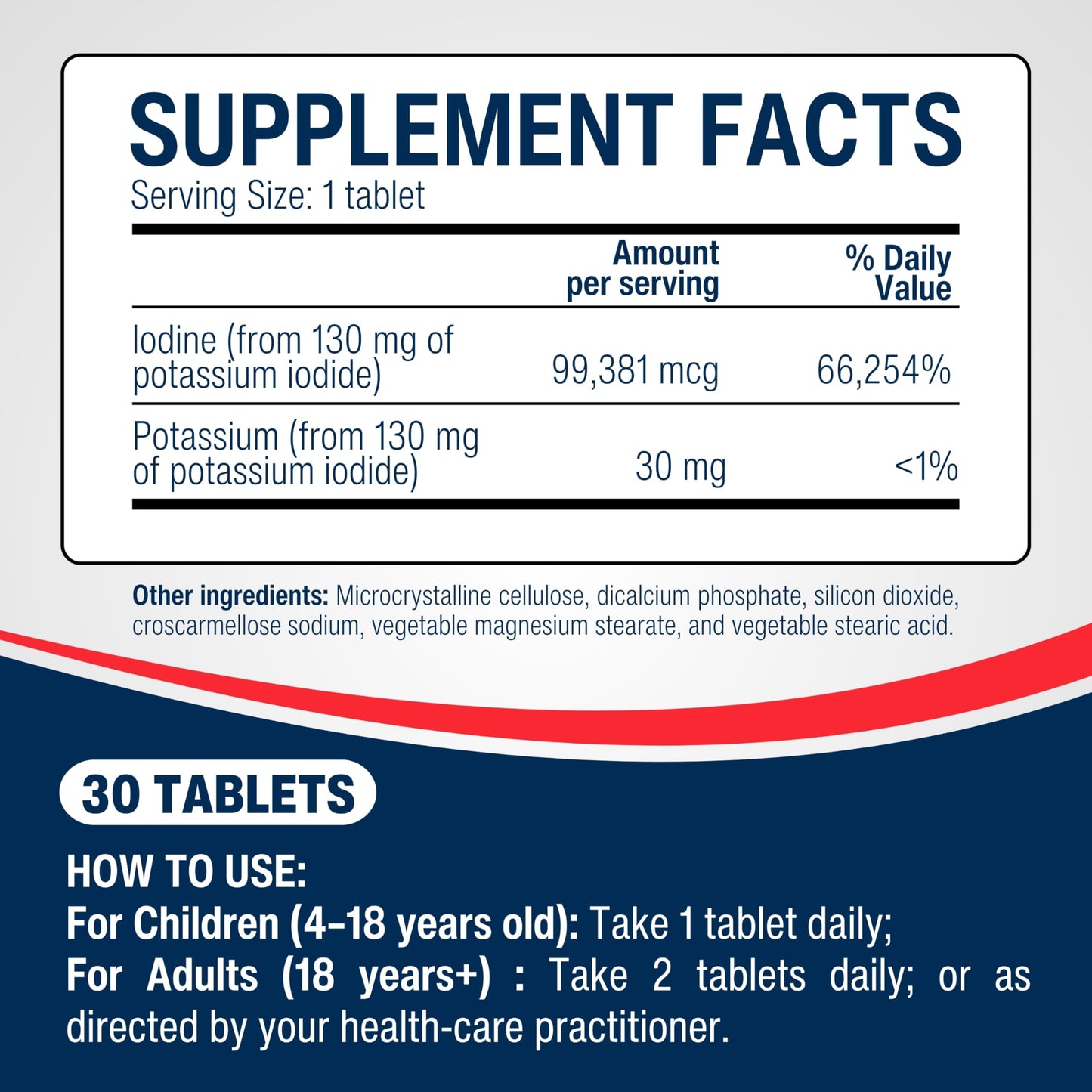 Mothers Healthy Healing Potassium Iodide 130 mg KI Supplement Tablet 90 Tablets