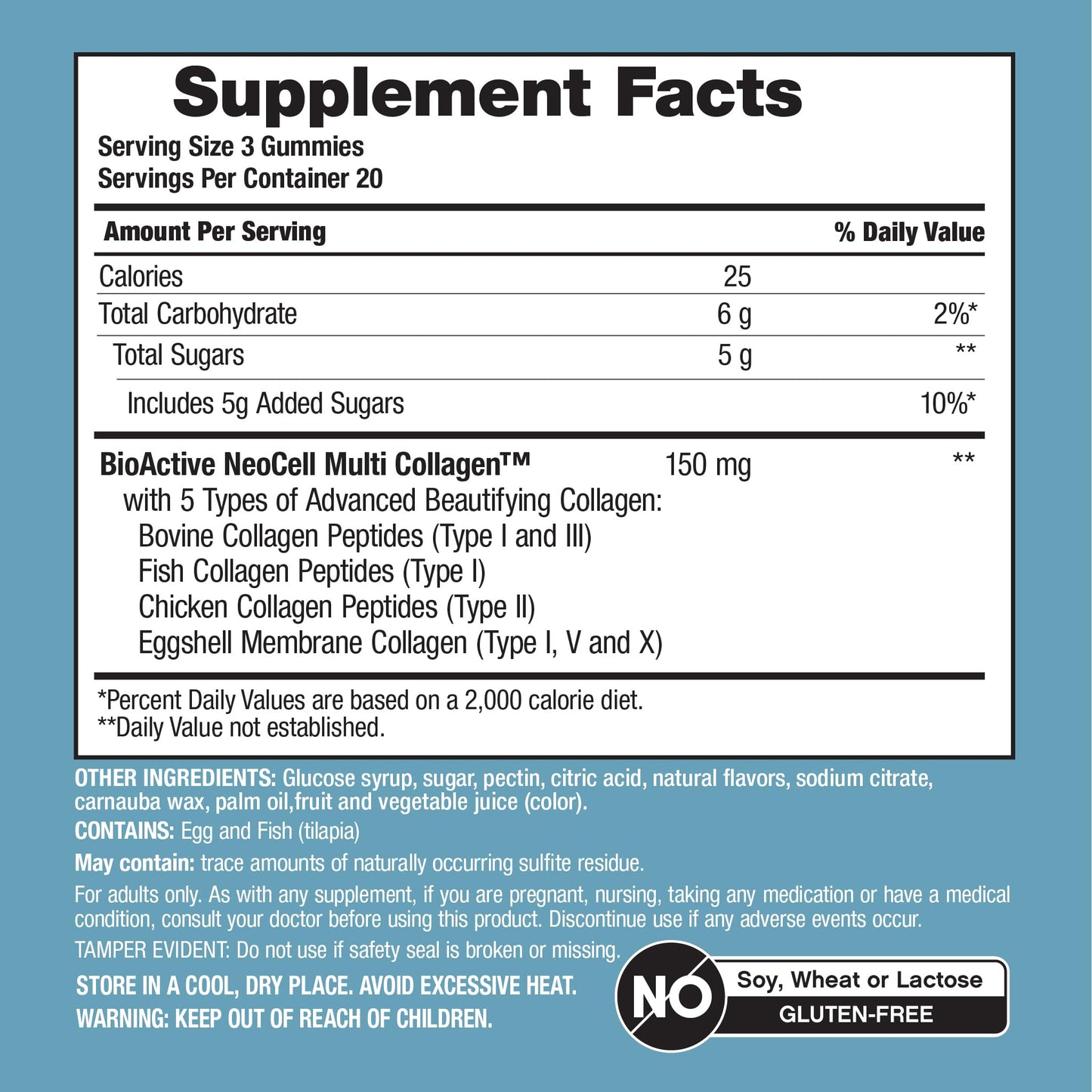 NeoCell Multi Collagen Bio-Peptides Gummies 60 Count
