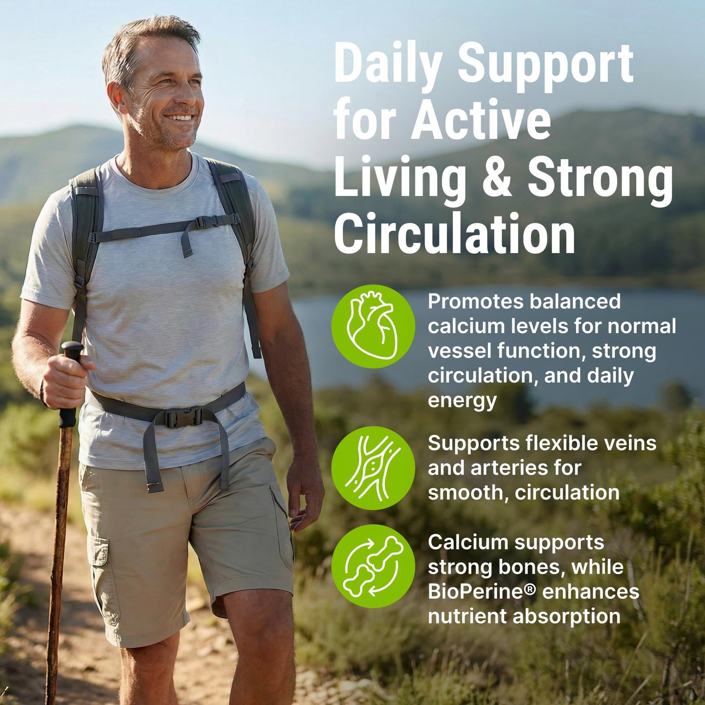 Crystal Peaks Nutrition Vein & Artery Supplement – Blood Flow Support with Calcium – Capsules, 60 Count