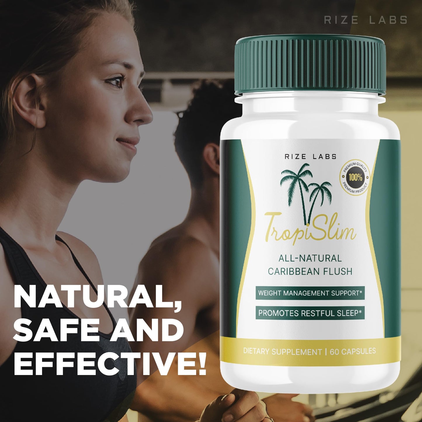 rize labs Tropislim All Natural Caribbean Flush Weight Loss Supplement Capsules, 120 Capsules