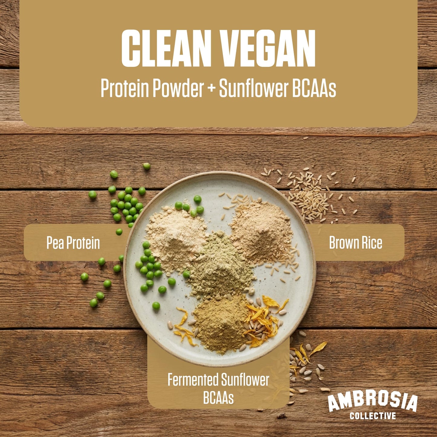 Ambrosia Plant Based Pea Protein Powder, 25 Servings, Peanut Butter Cup