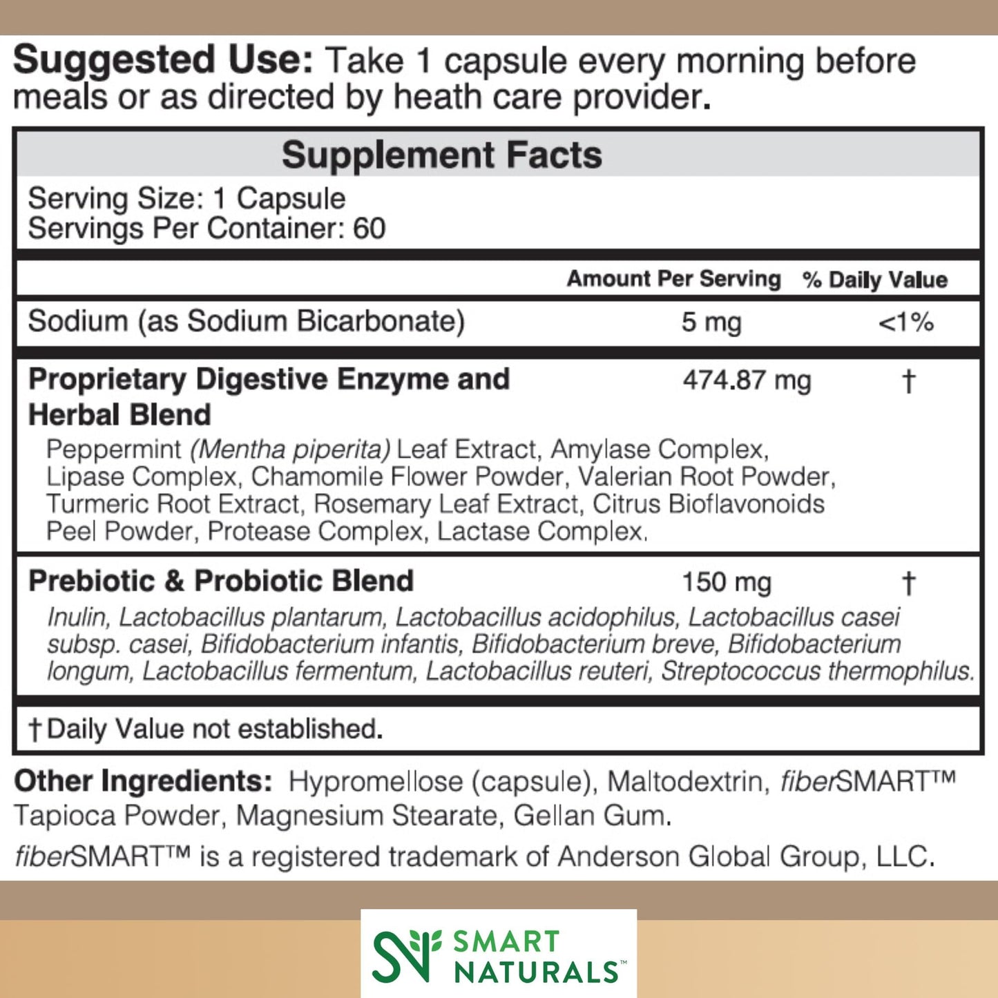 Smart Naturals IBplus Probiotic Digestive Enzyme & Herbal Blend Capsules, 60 Count