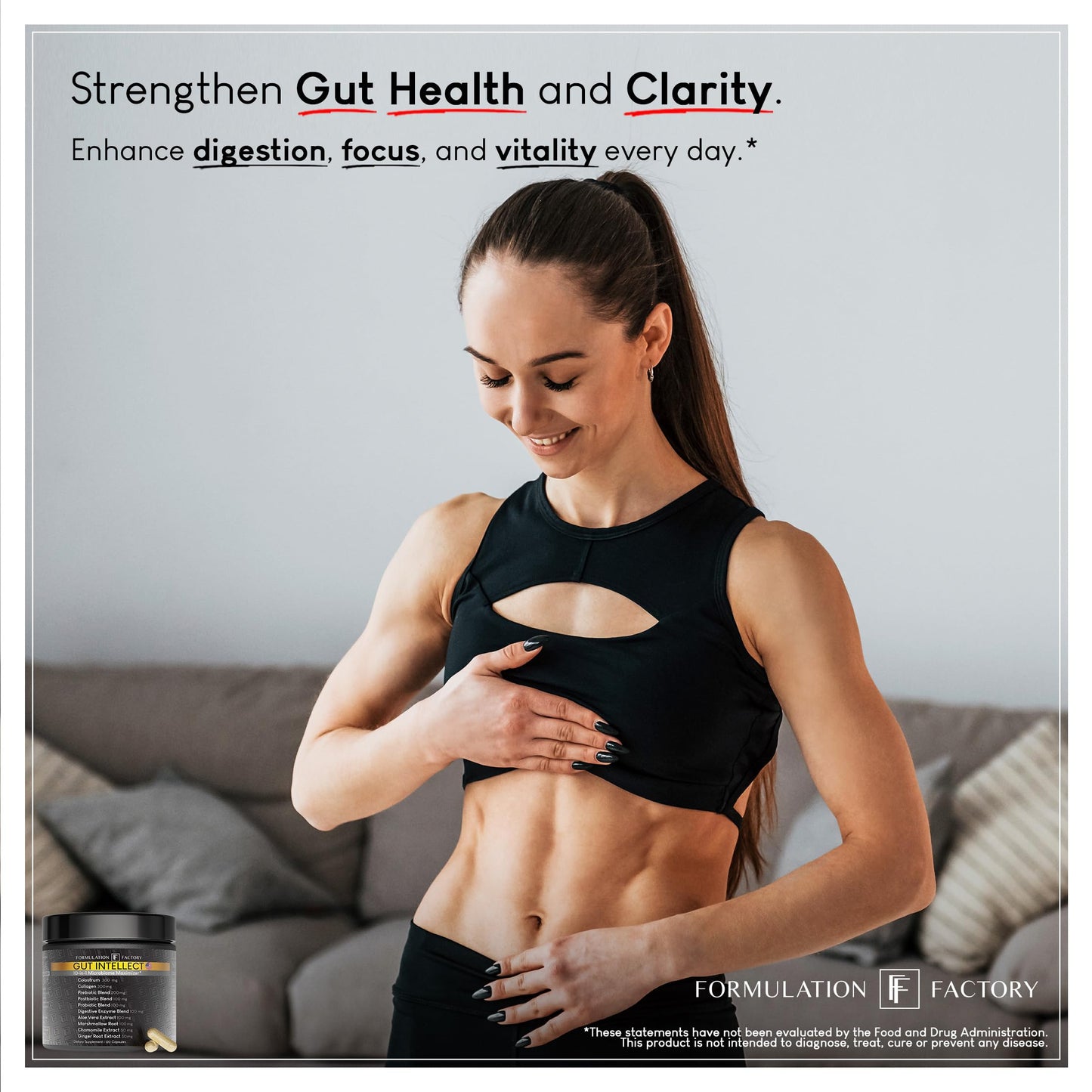 Formulation Factory Probiotics for Women & Men Gut Intellect 10-in-1 Digestive Enzymes with Prebiotics and Postbiotics Total Gut Health Supplement 120 Capsules