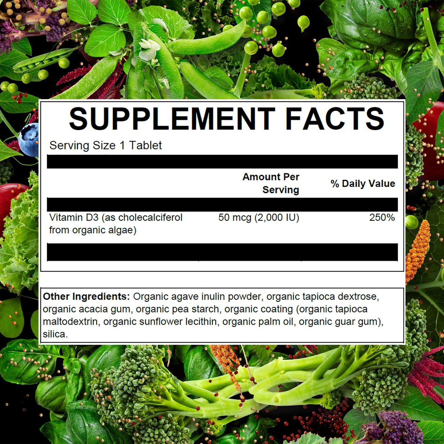 PlantFusion Vegan Vitamin D3 2000IU Tablet, 60 Count