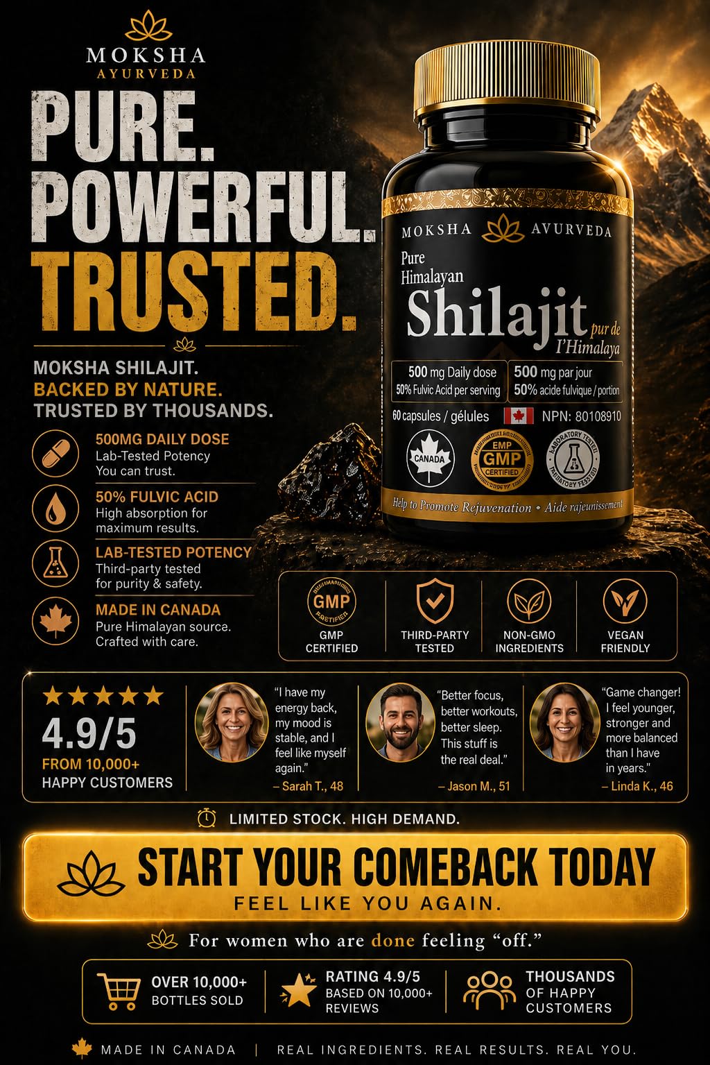 Greystone Tea Shilajajit Ultra Gold Capsules, 60 Count