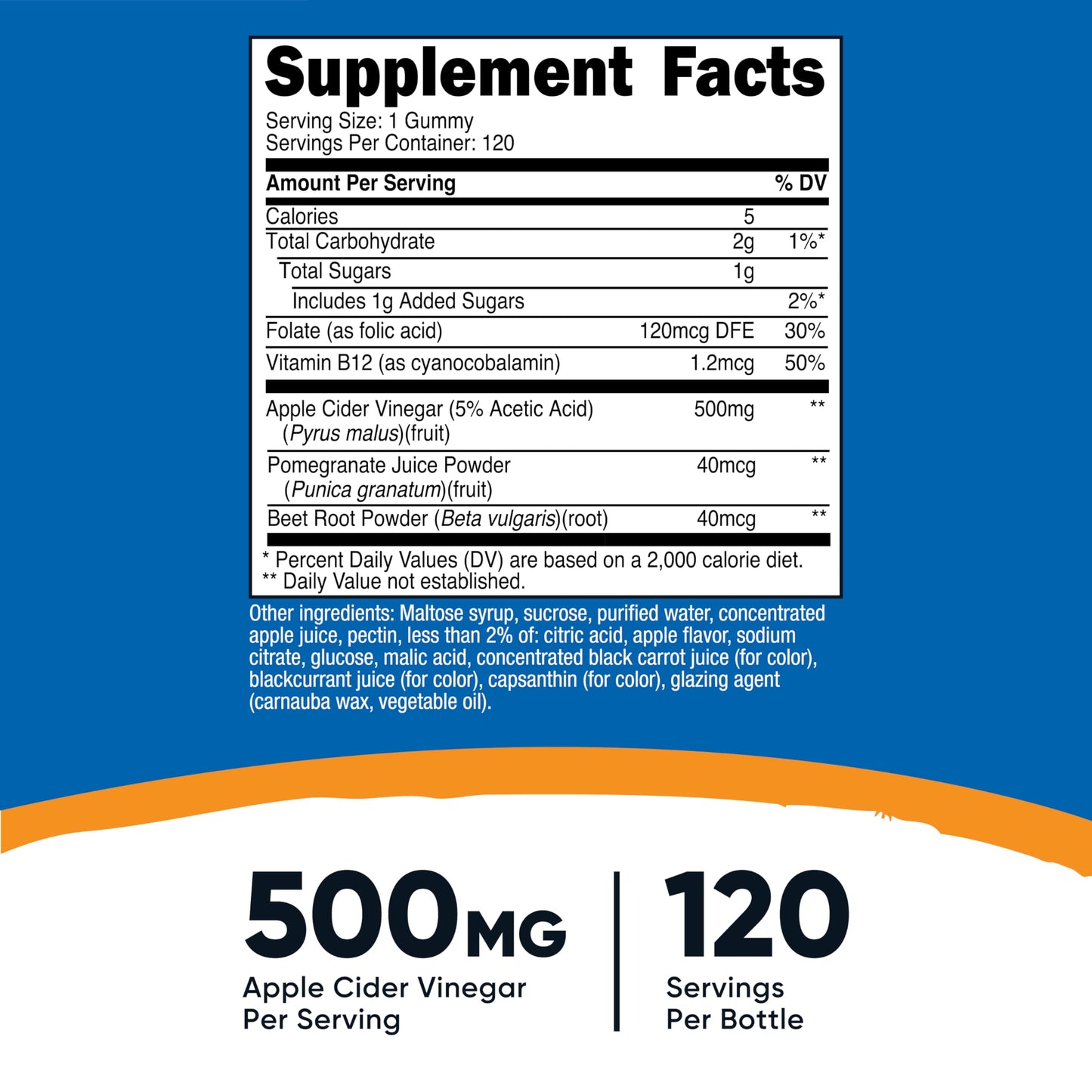 Nutricost Apple Cider Vinegar 500mg Gummies 120