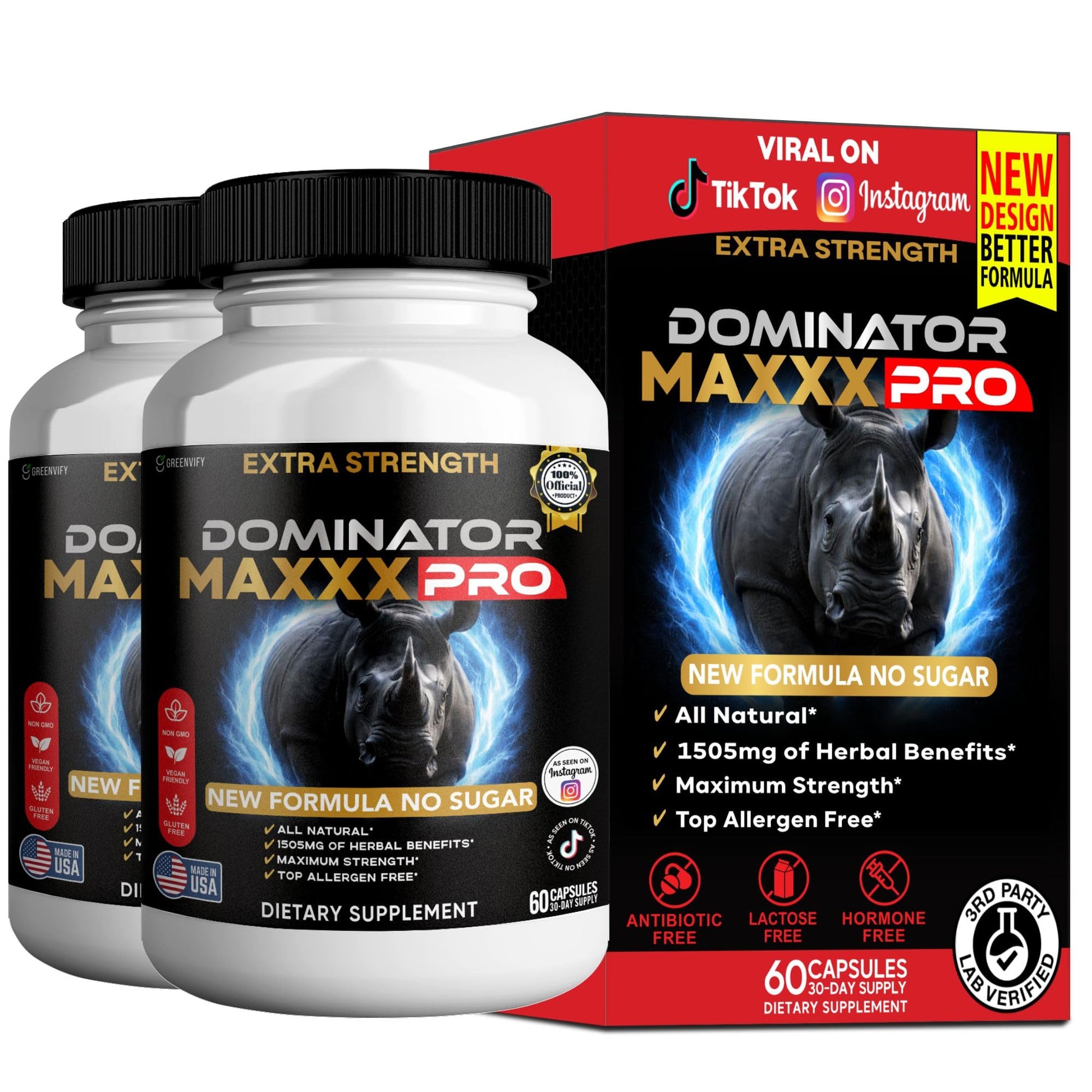 GREENVIFY Dominator MAXXX PRO Dietary Supplement, Organic Maca Root Blend, 60 Capsules