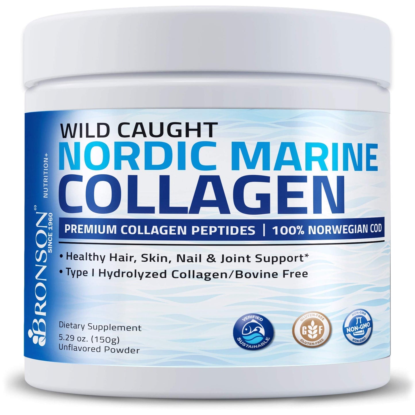Bronson Marine Collagen Peptides Hydrolyzed Protein + Ultra Biotin 10,000 Mcg Hair Skin and Nails Supplement Powder 2