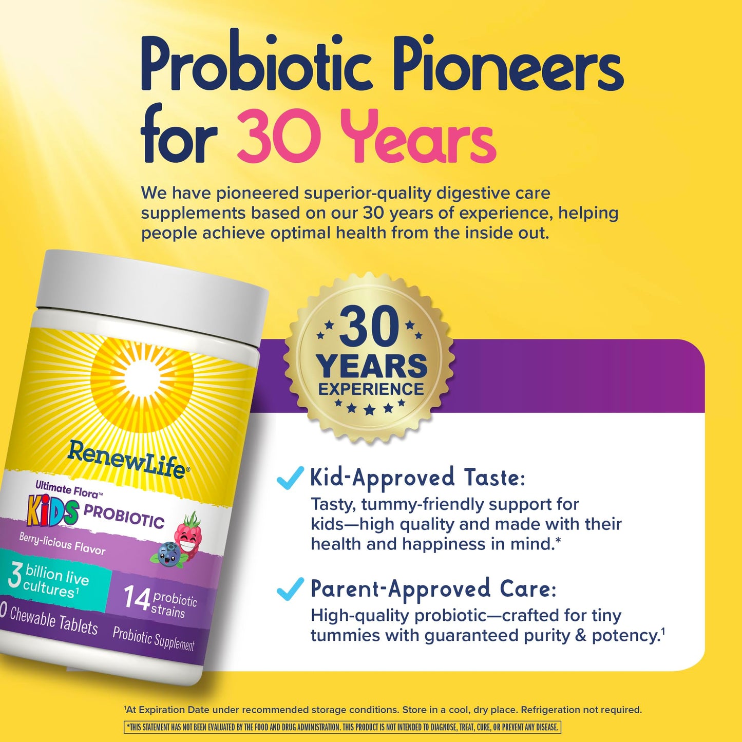 Renew Life Kids Probiotic Chewables Tablets, 30 Count