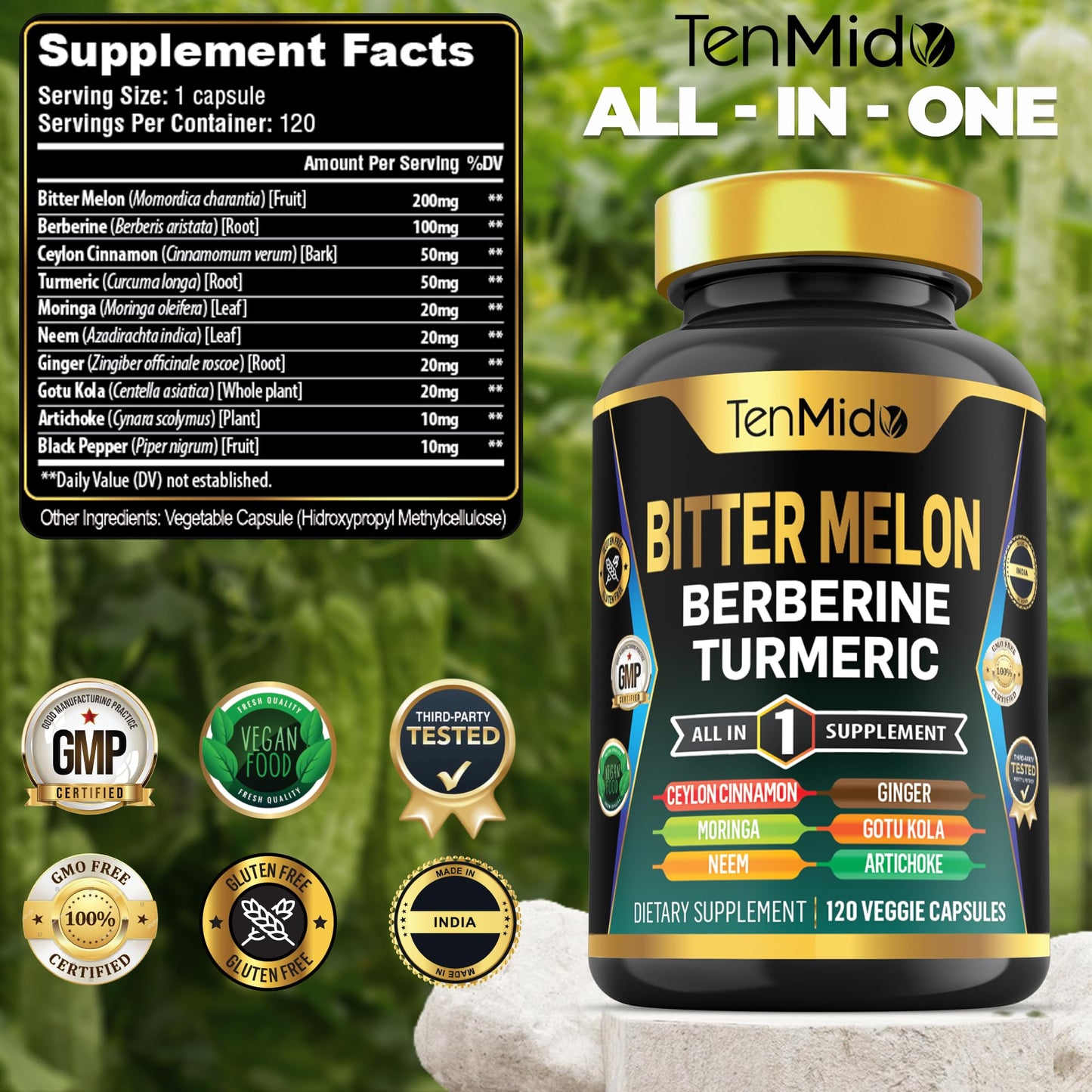 Tenmido Bitter Melon Capsules 120 Capsules