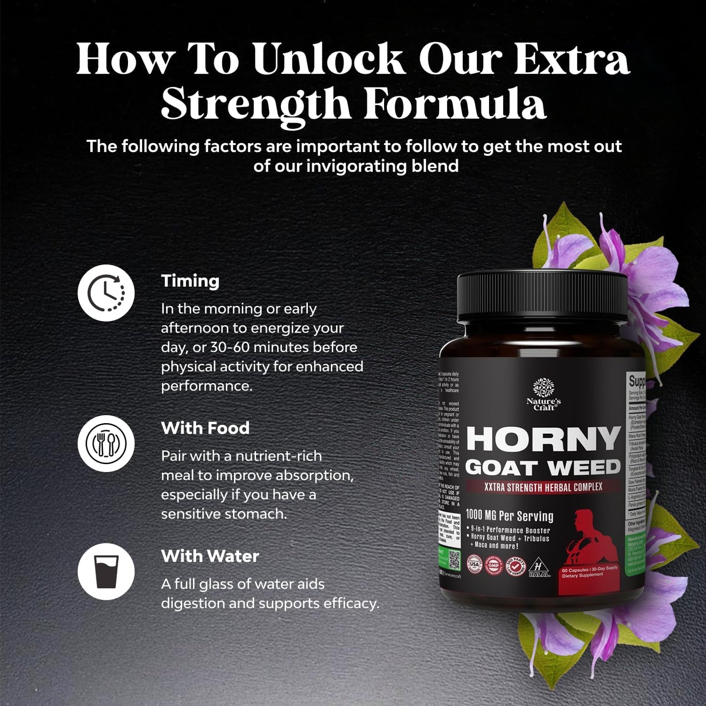 Natures Craft Horny Goat Weed for Men Capsules, 60 Count